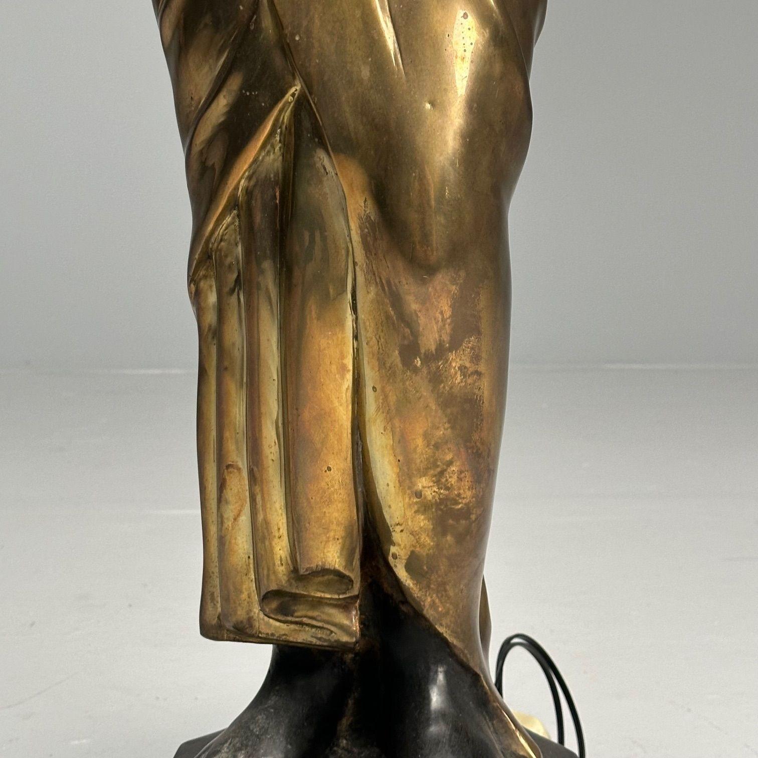Regency, Floor Lamp, Egyptian Motif, Gilt Metal, Bronze, 1990s For Sale 4