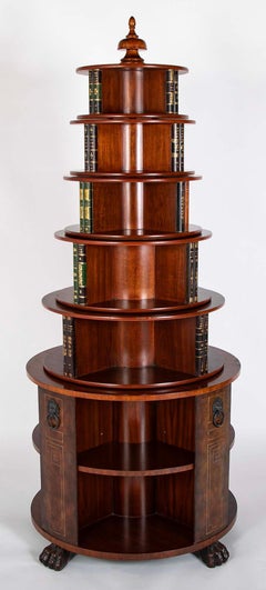 Regency Form Revolving Six Section Library Etagere with Faux Books