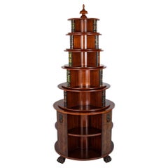 Regency Form Revolving Six Section Library Etagere with Faux Books