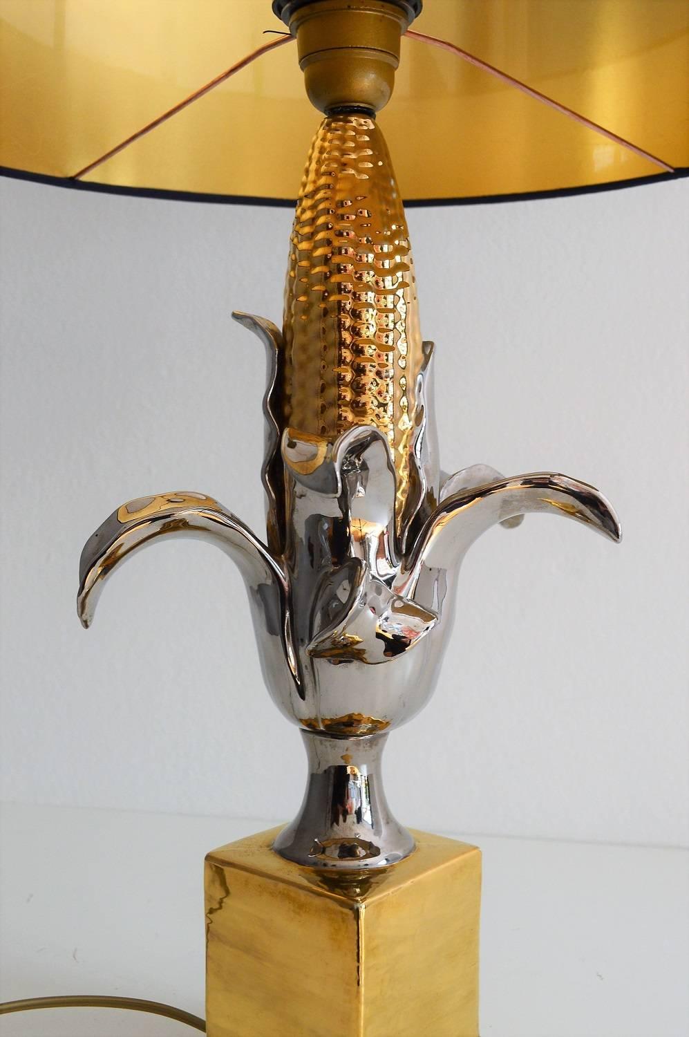 Hollywood Regency Regency French Ceramic Corn Lamp, 1970s