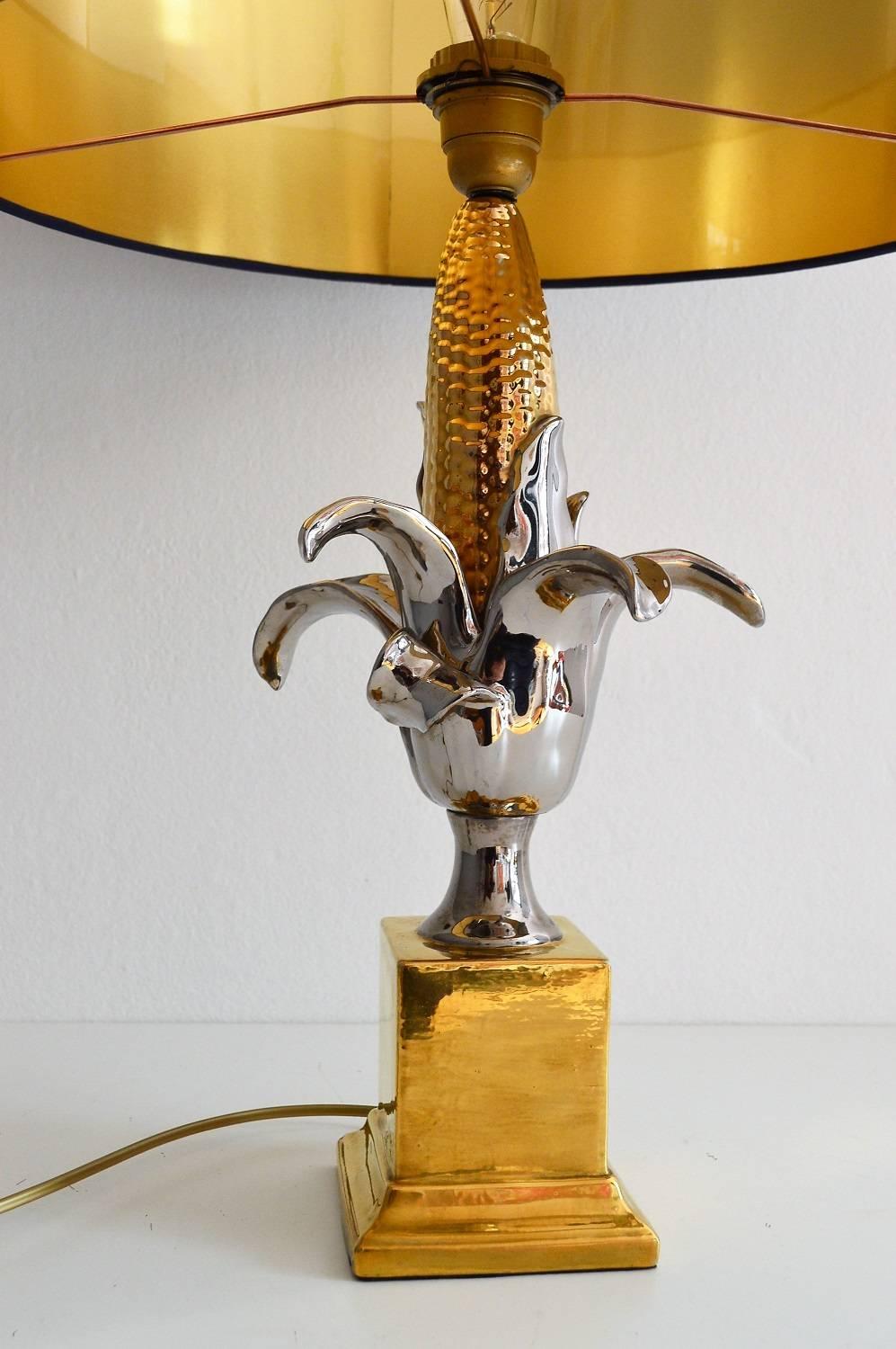 Regency French Ceramic Corn Lamp, 1970s 1