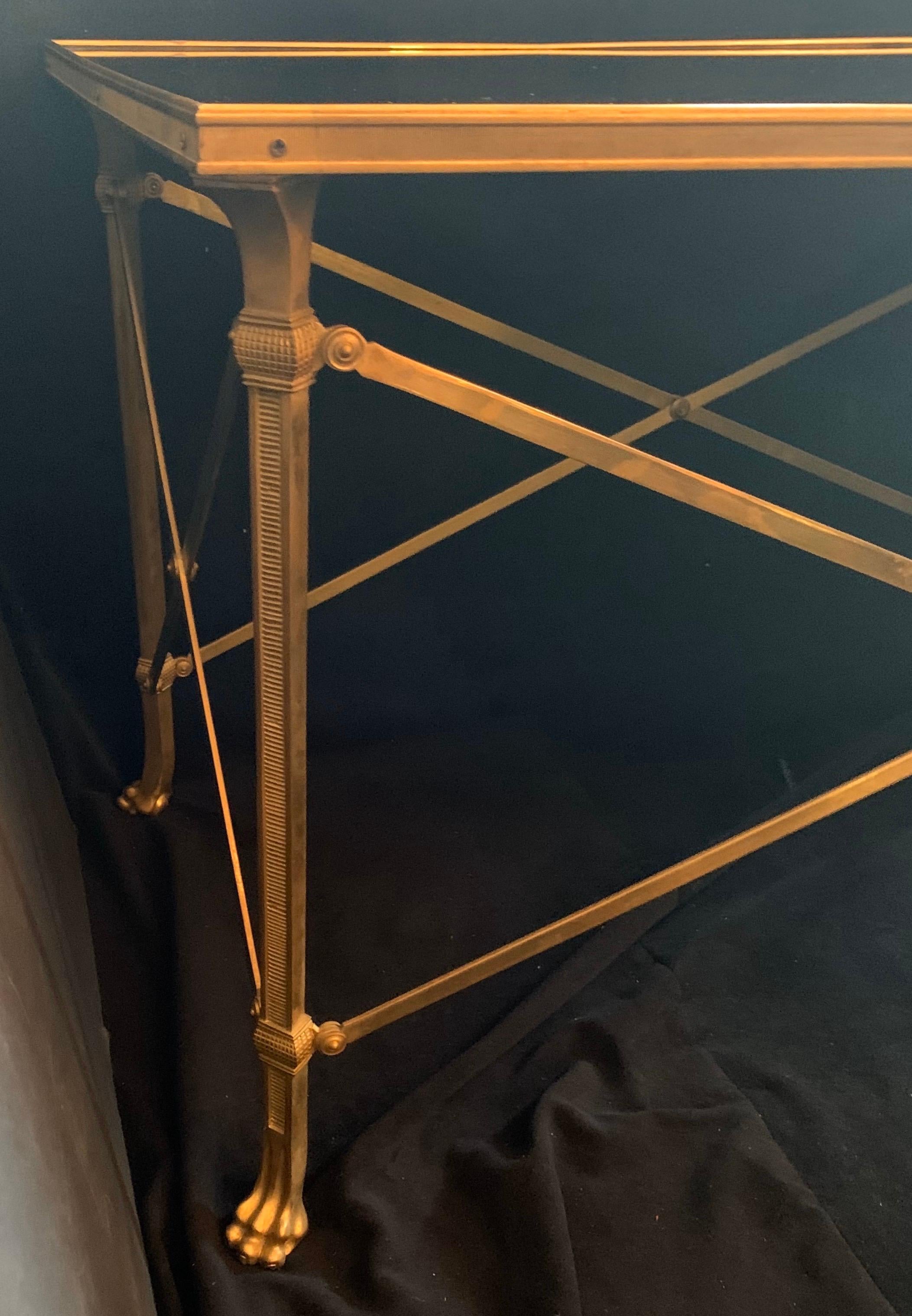 Dorato Tavolino Gueridon francese Regency in bronzo ormolato con specchio Piedi a zampa Lorin Marsh in vendita