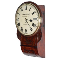 19th Century Regency Mahogany Fusee Wall Clock