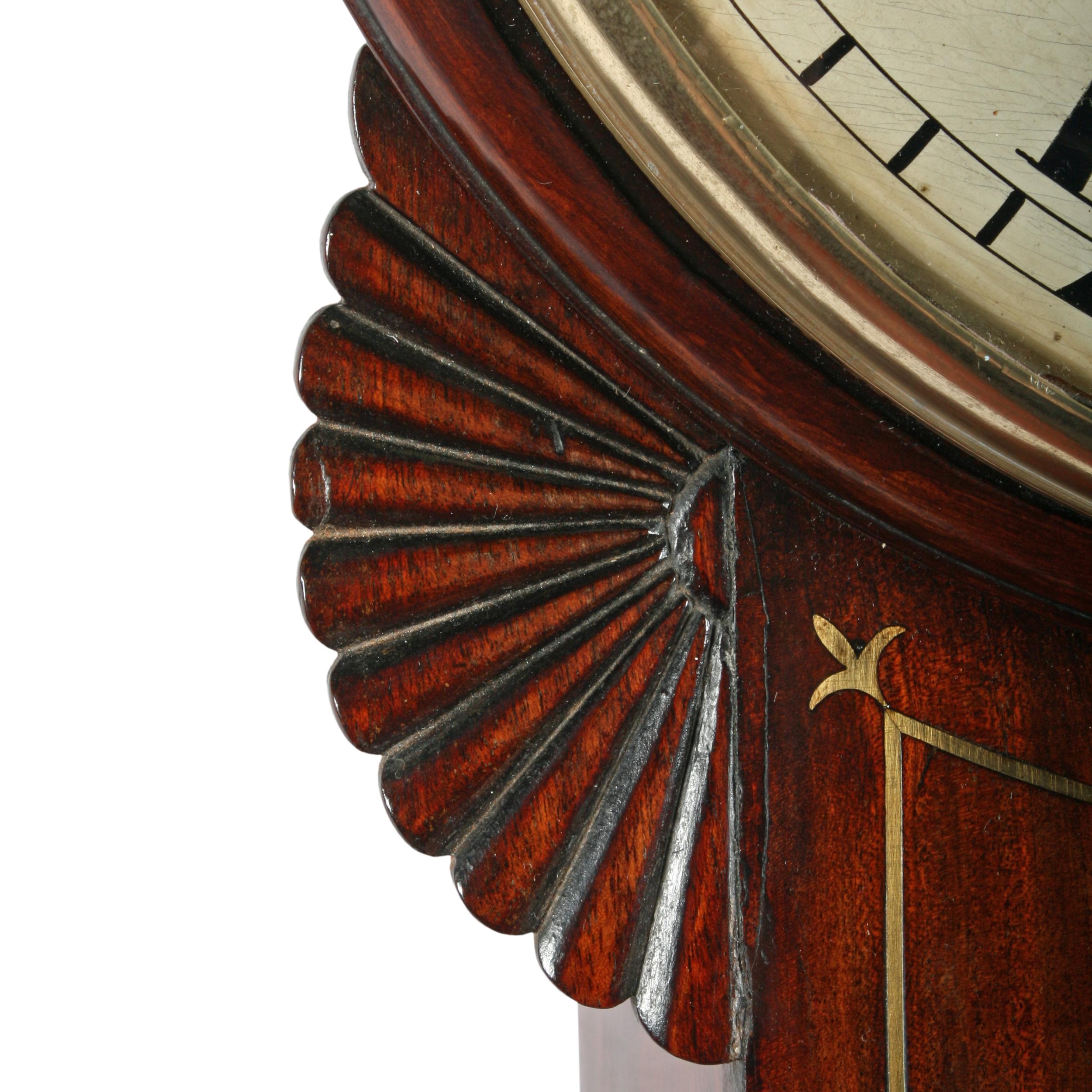 19th Century Regency Mahogany Fusee Wall Clock For Sale 4