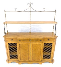 Regency Gallery Etagere Top Light Burl Walnut Sideboard Credenza c1920s MINT!