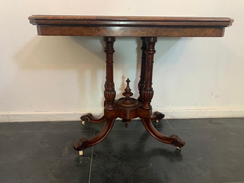 English Regency Gambling Table in Mahogany Inlaid on Briar, England, 1800s For Sale