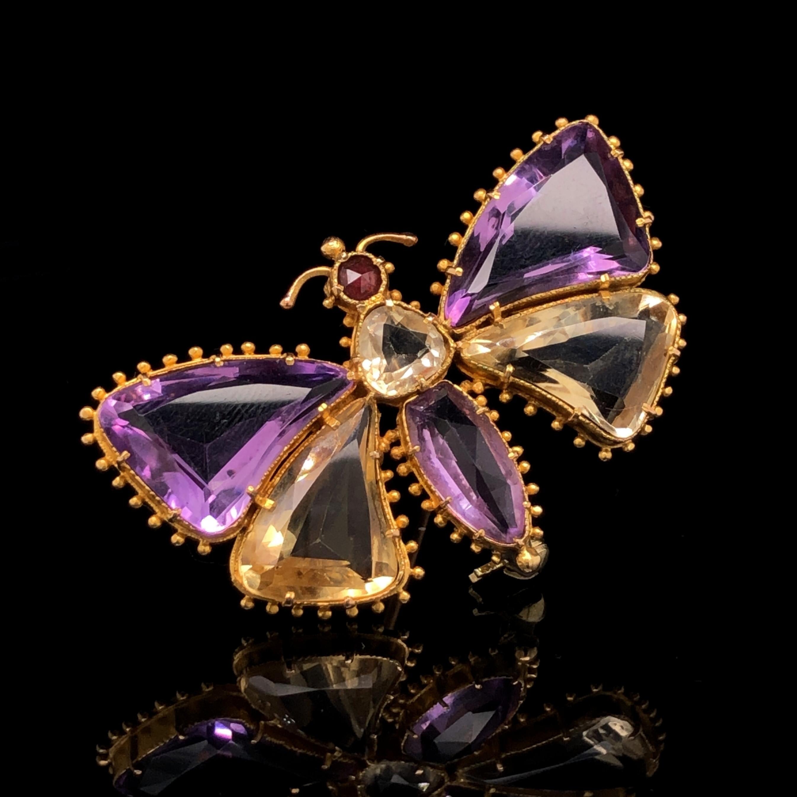 Regency Broche papillon sertie de pierres précieuses, début du 19e siècle en vente