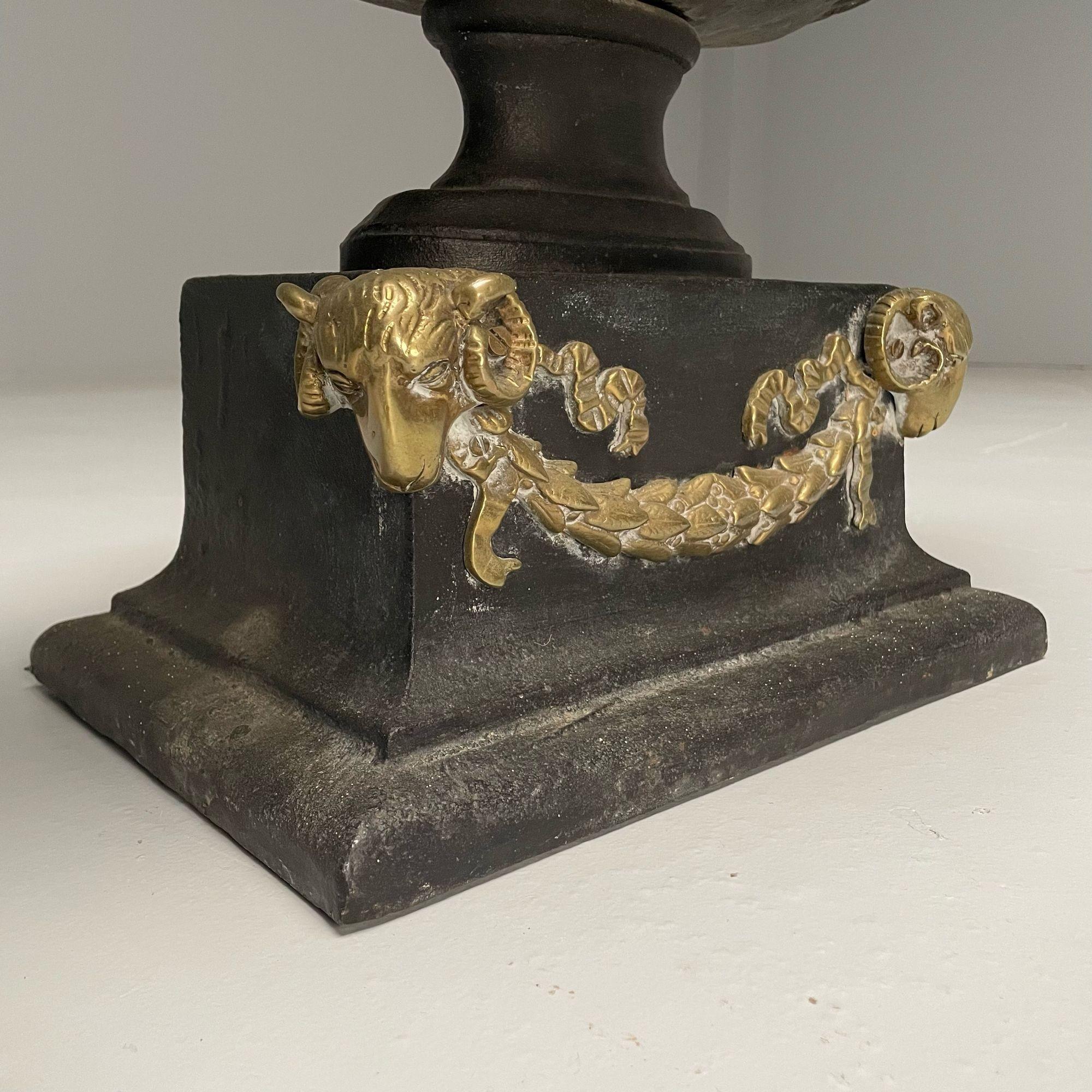 Fioriera a urna di grandi dimensioni in stile Regency, George III, ghisa, ottone, Inghilterra, 20° sec. in vendita 4