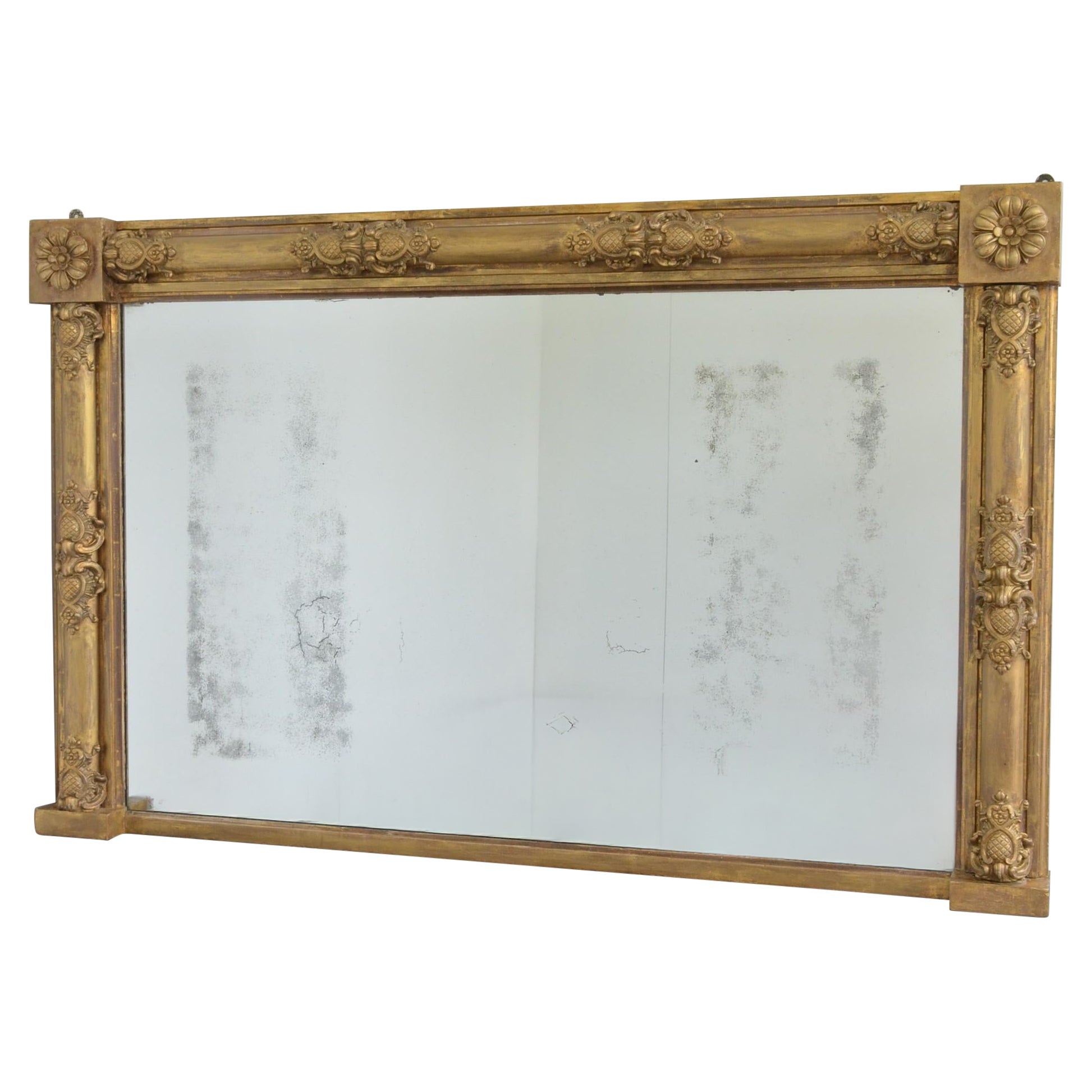 Regency Gilded Overmantle Mirror with Lightly Foxed Glass 92.5x147.5cm