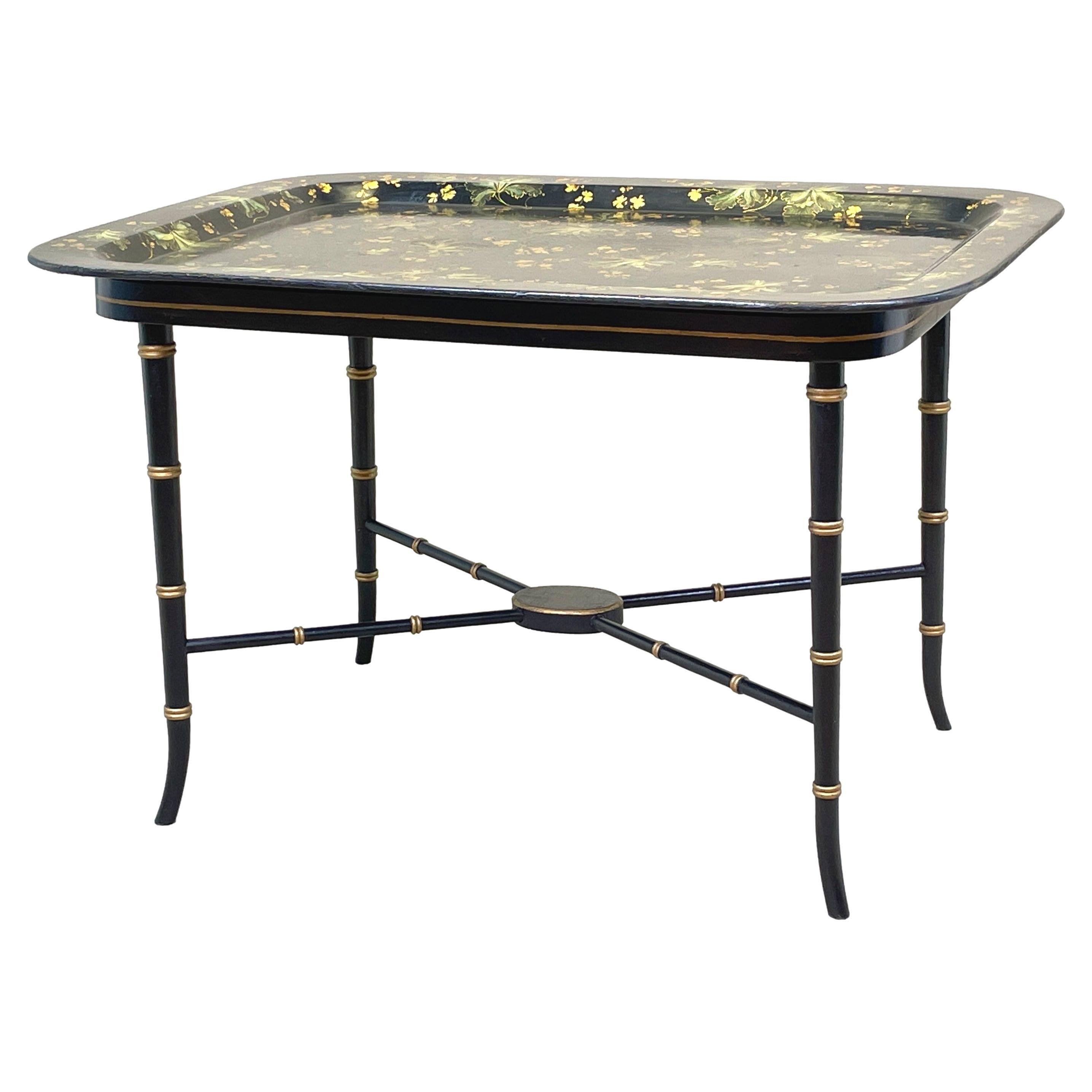 Regency Gilded Papier Mache Tray on Stand