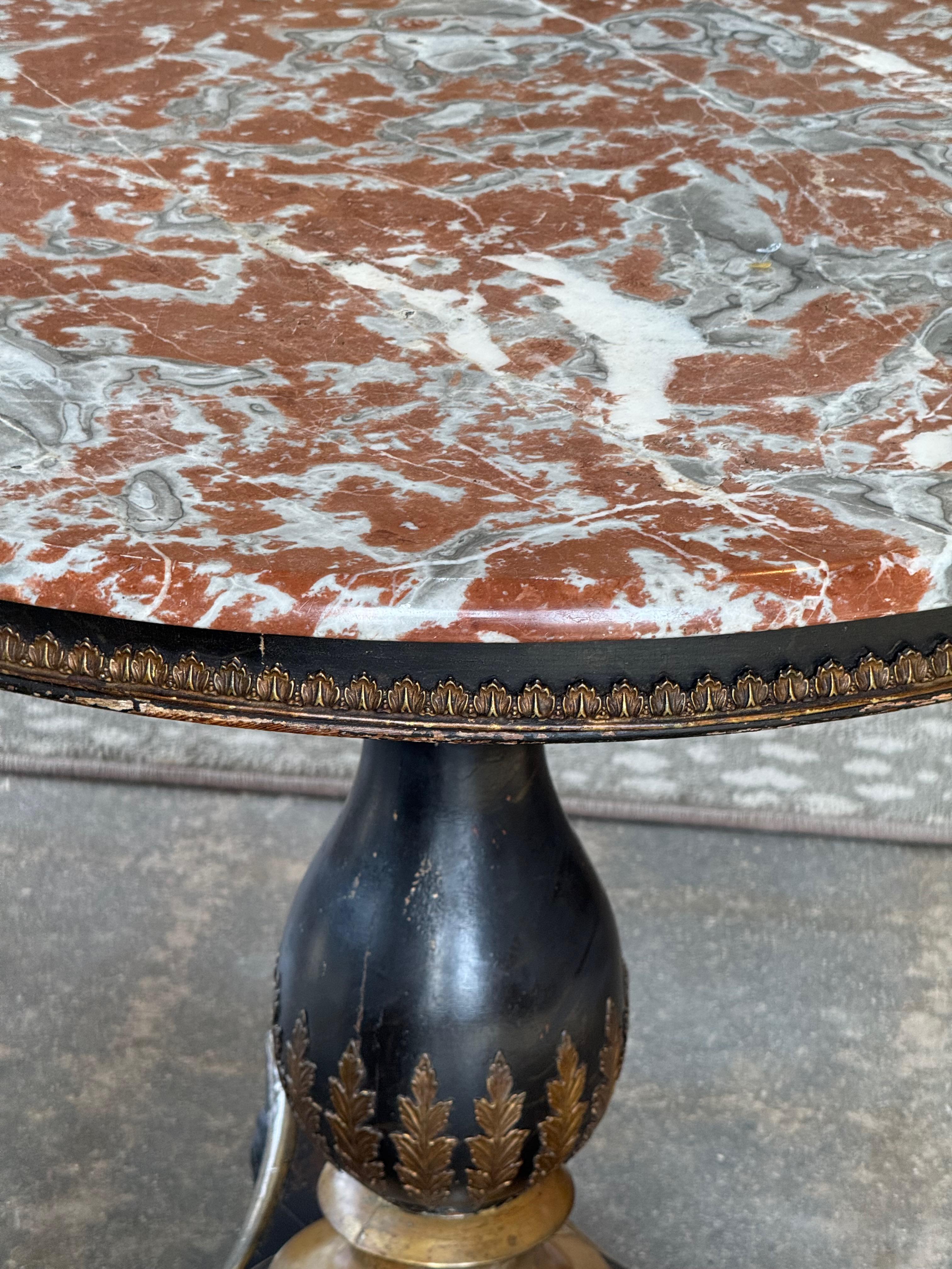 Regency Gilt and Ebonized Center Table With Marble Top 1