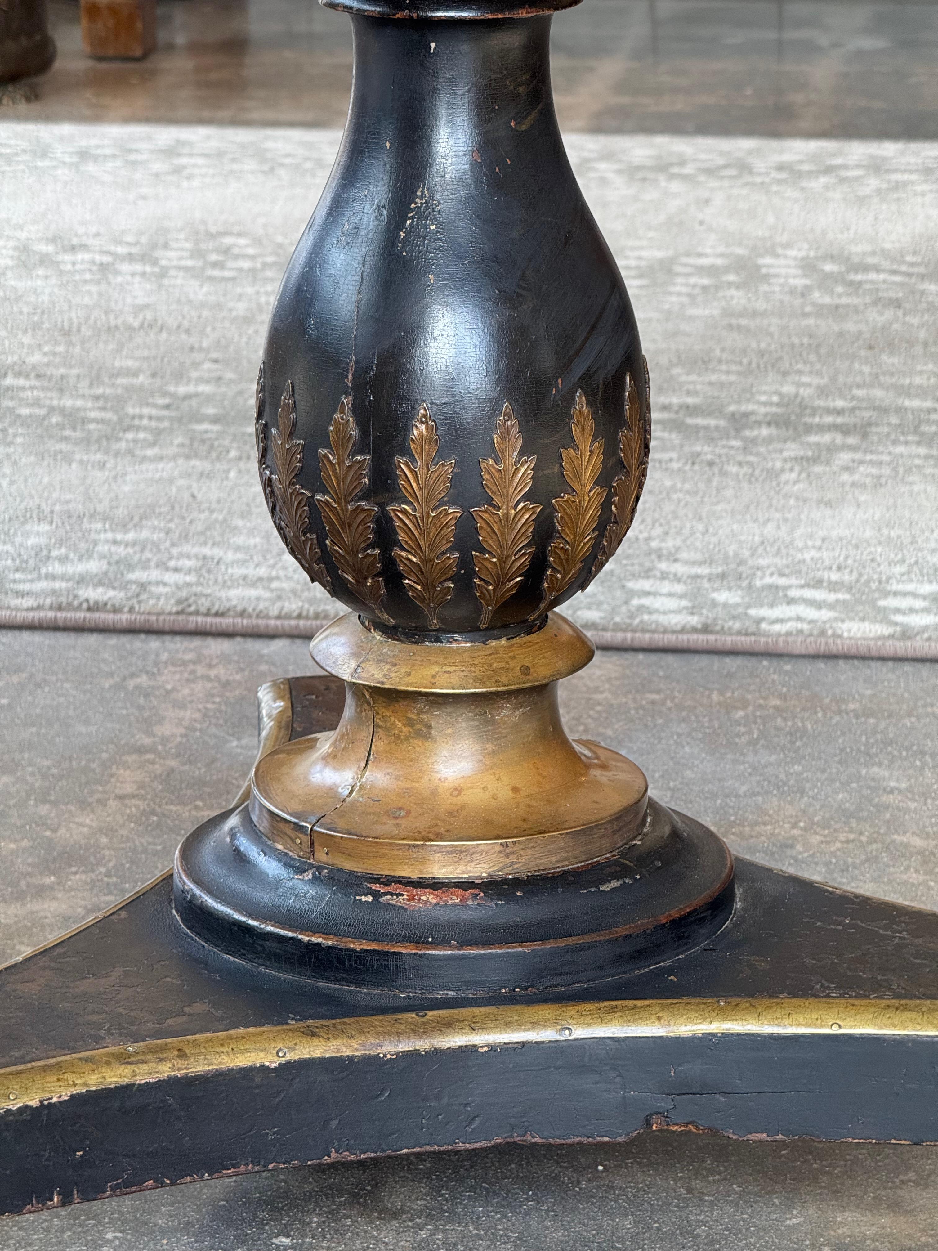 Regency Gilt and Ebonized Center Table With Marble Top 2