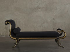 Regency Gilt and Lacqurered Beech Recamier, C 1820
