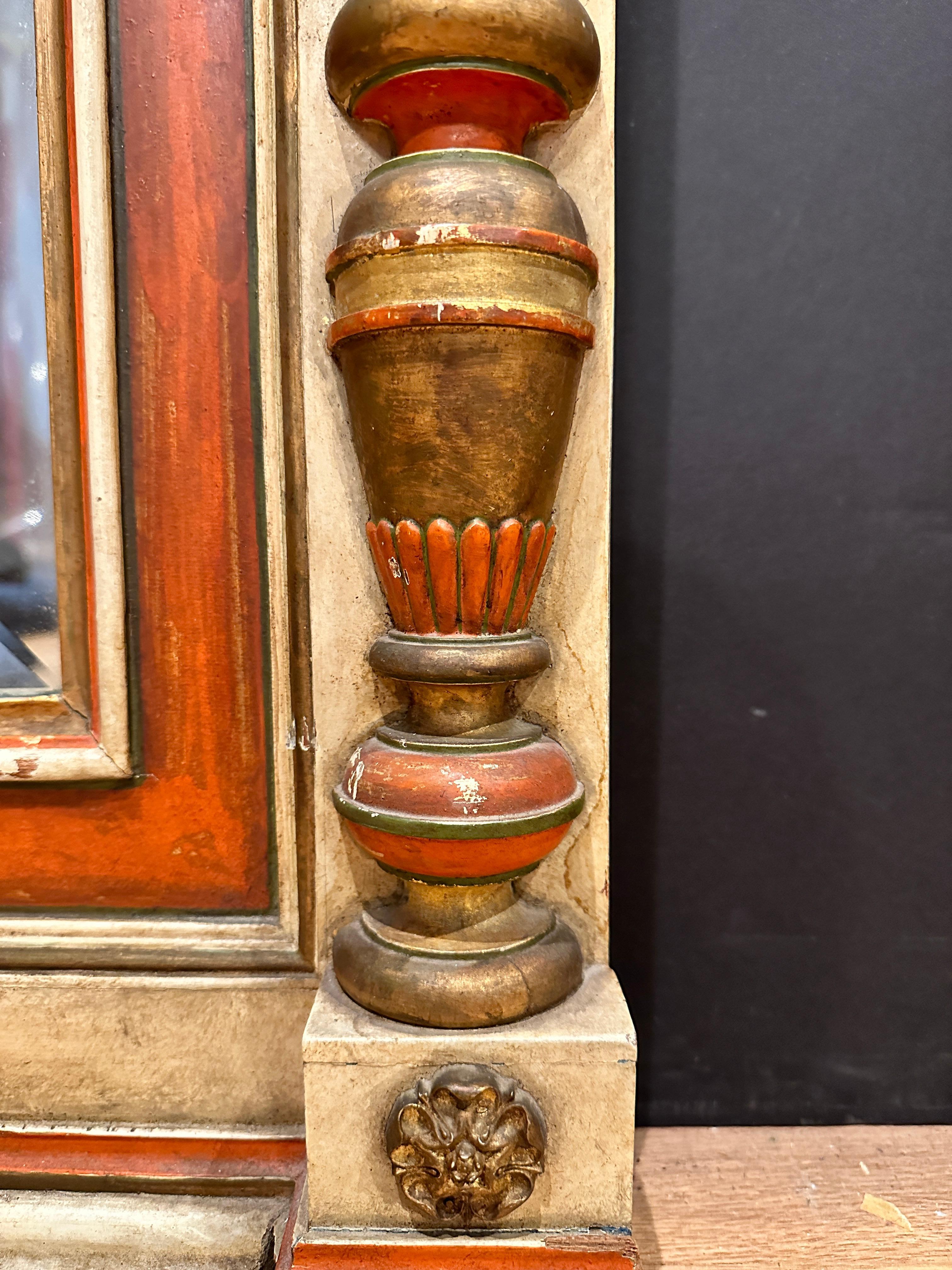 Regency Gilt And Painted Mirror In Good Condition For Sale In Norwood, NJ