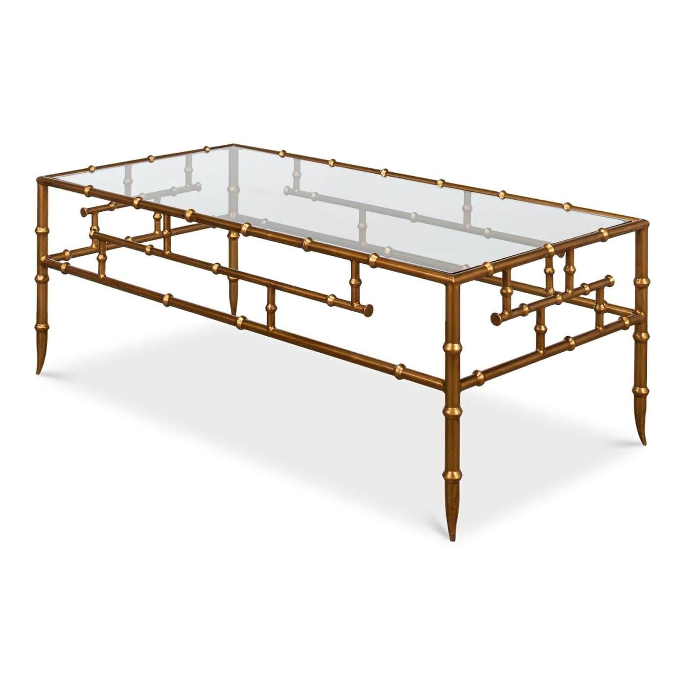 Asian Regency Gilt Bamboo Coffee Table For Sale