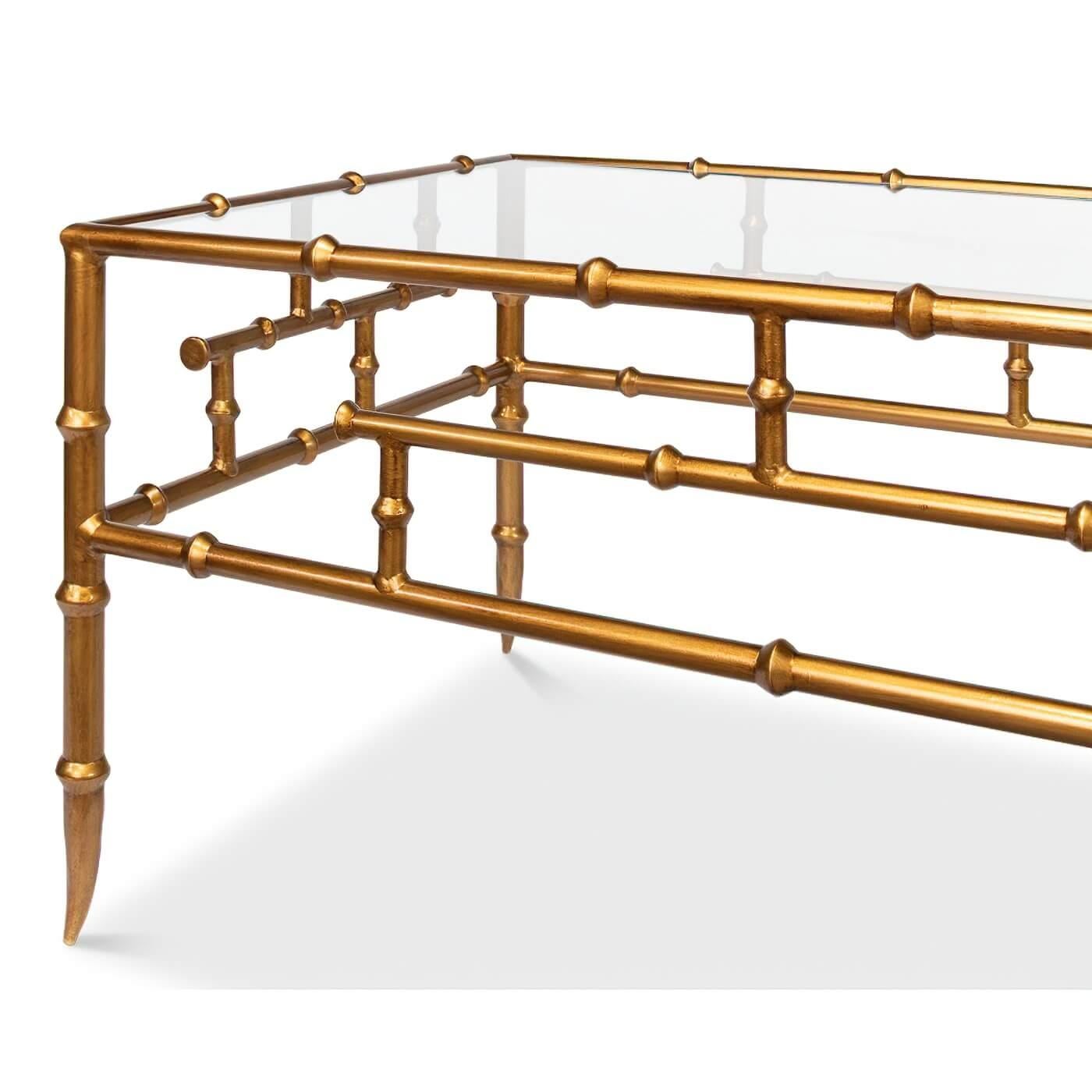 Contemporary Regency Gilt Bamboo Coffee Table For Sale
