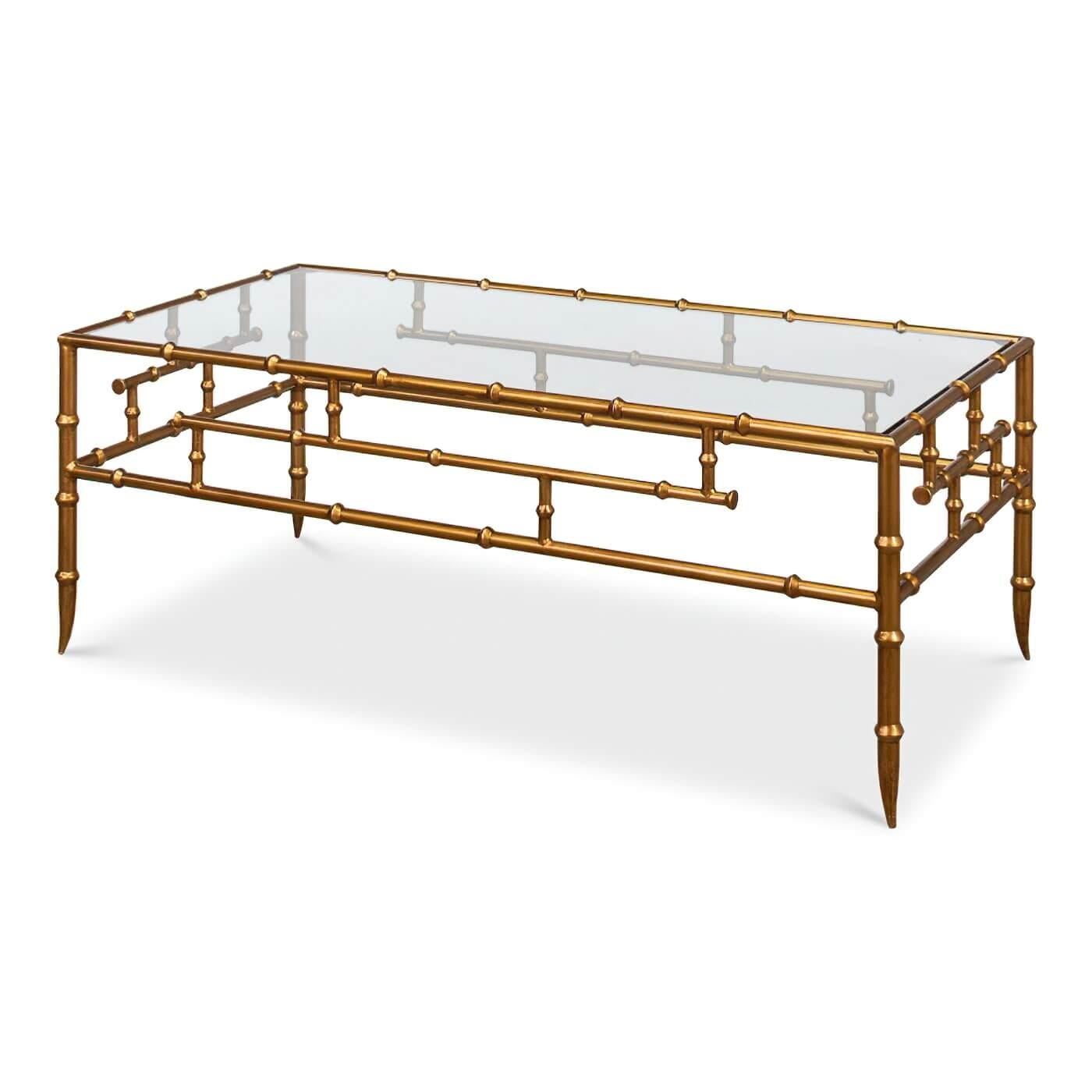 Regency Gilt Bamboo Coffee Table For Sale 1