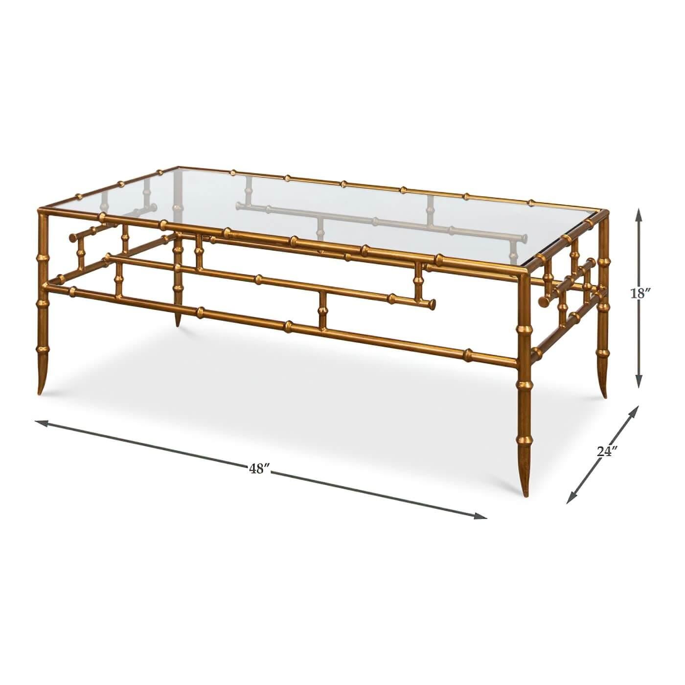 Regency Gilt Bamboo Coffee Table For Sale 2