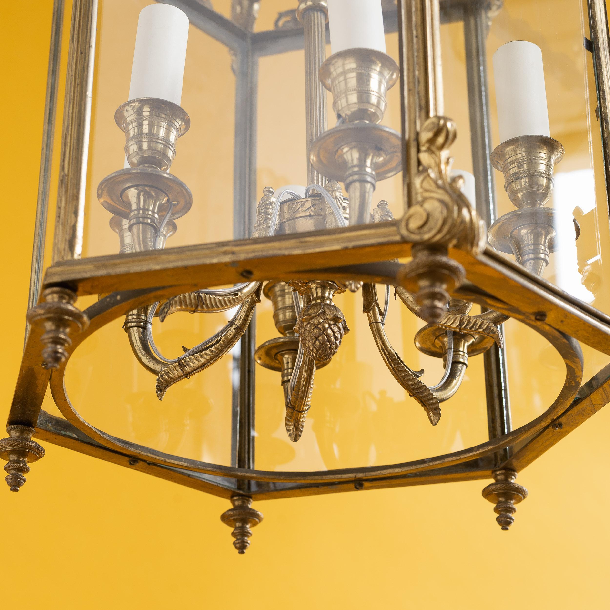 Regency-Hallenlaterne aus vergoldetem Messing im Angebot 2