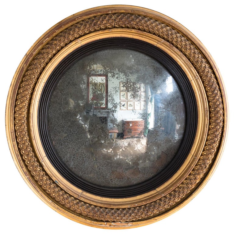 Regency Gilt Convex Mirror For Sale