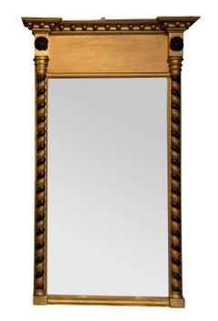 Regency Gilt and Ebonized Pier Mirror