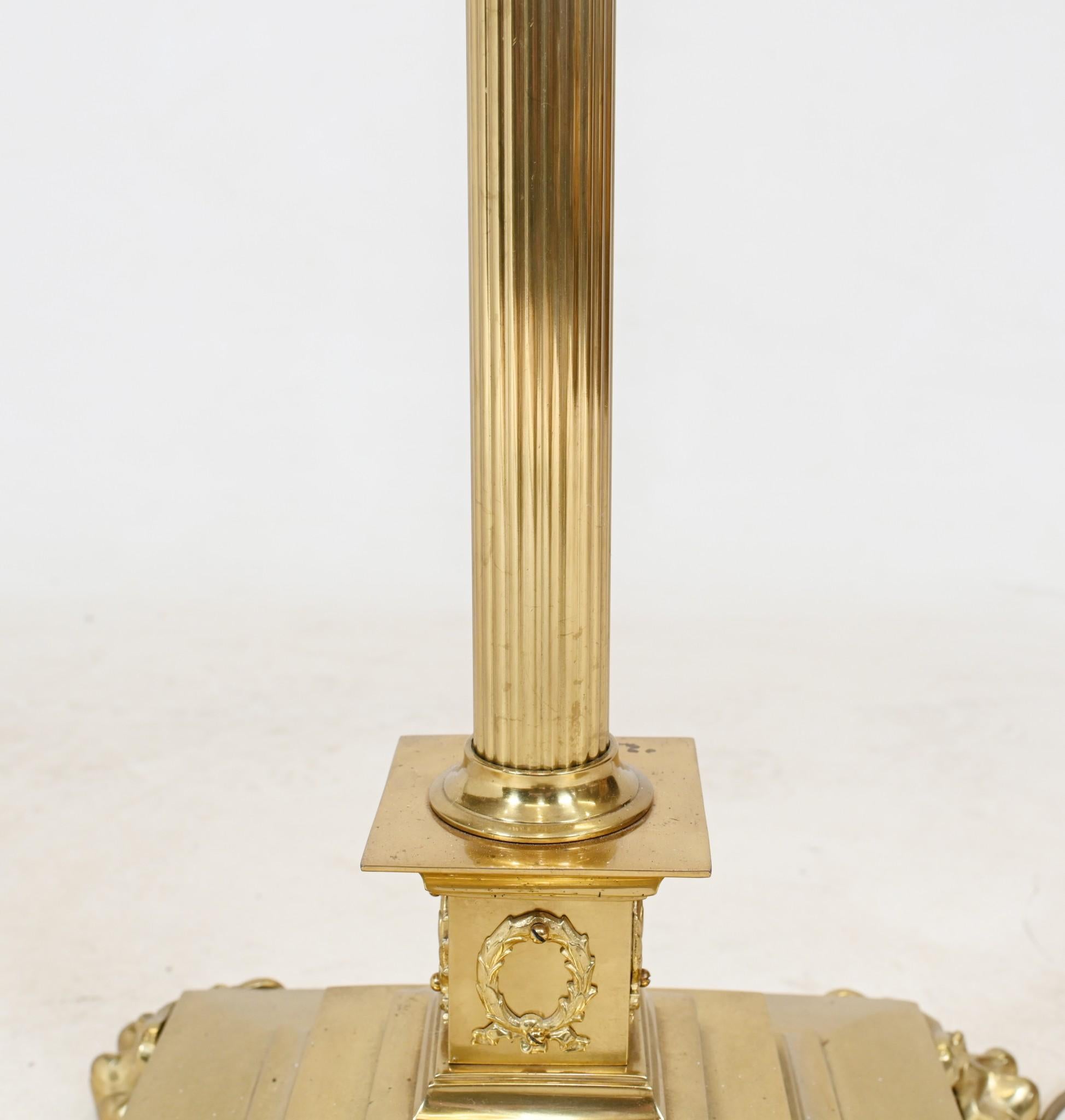 Late 19th Century Regency Gilt Floor Lamp Corinthian Column Light 1890