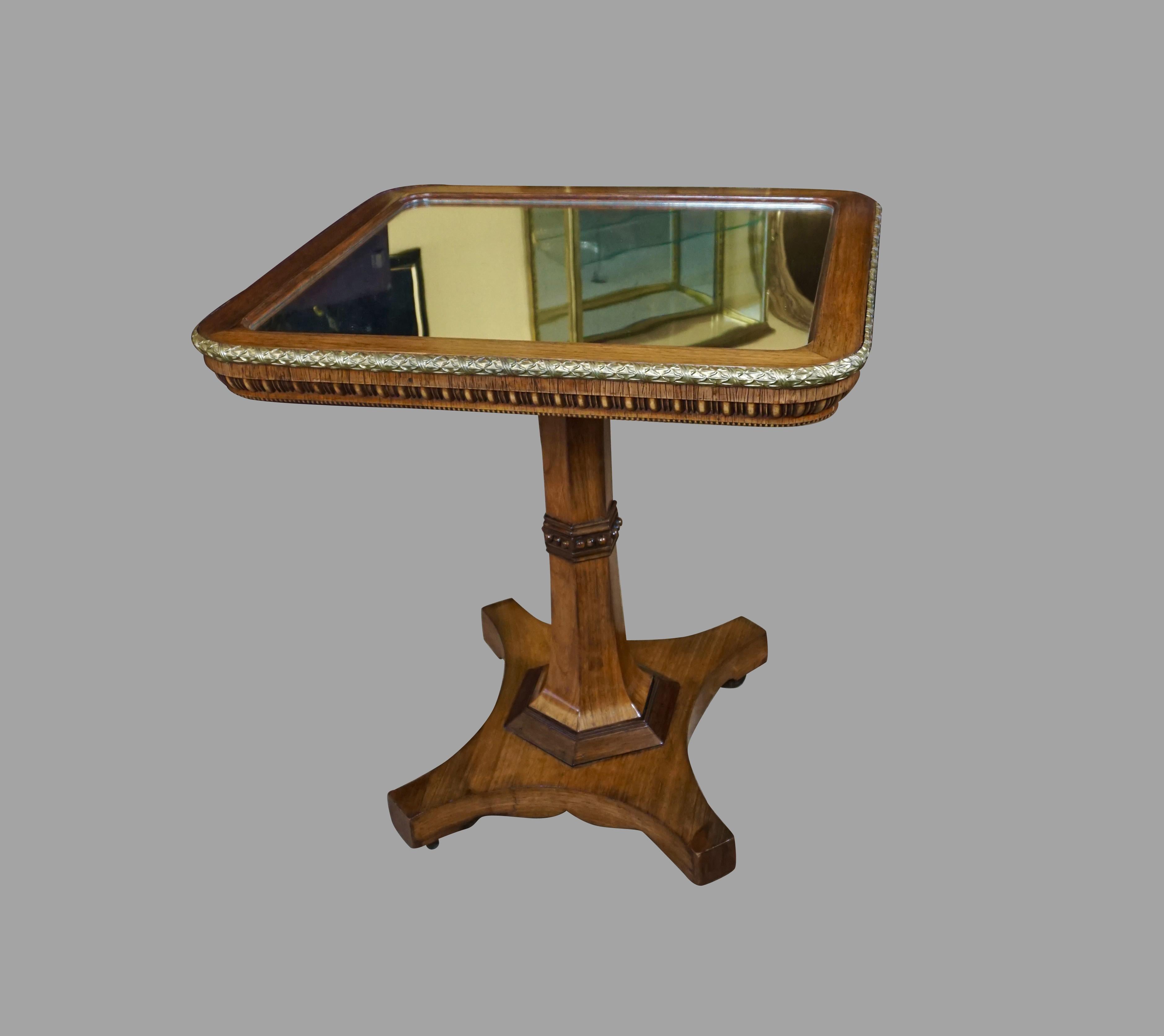 Regency Gilt Metal Mounted Tilt-Top Mirrored Occasional Table For Sale 4