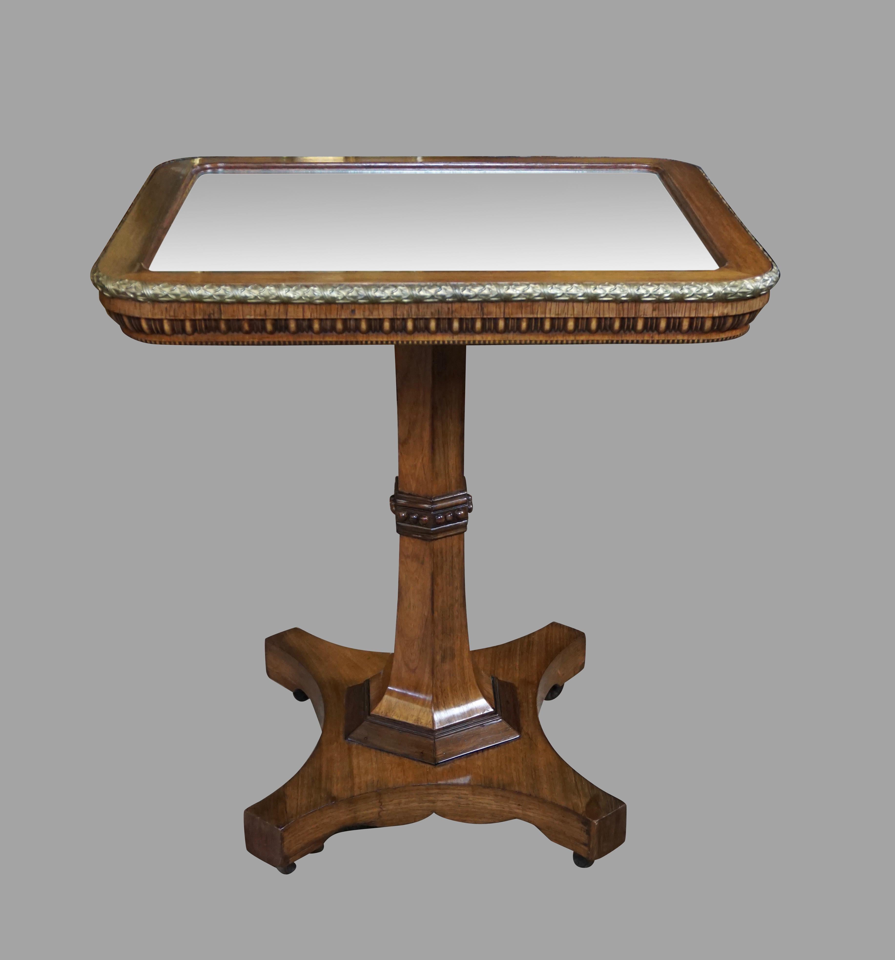 Regency Gilt Metal Mounted Tilt-Top Mirrored Occasional Table In Good Condition For Sale In San Francisco, CA