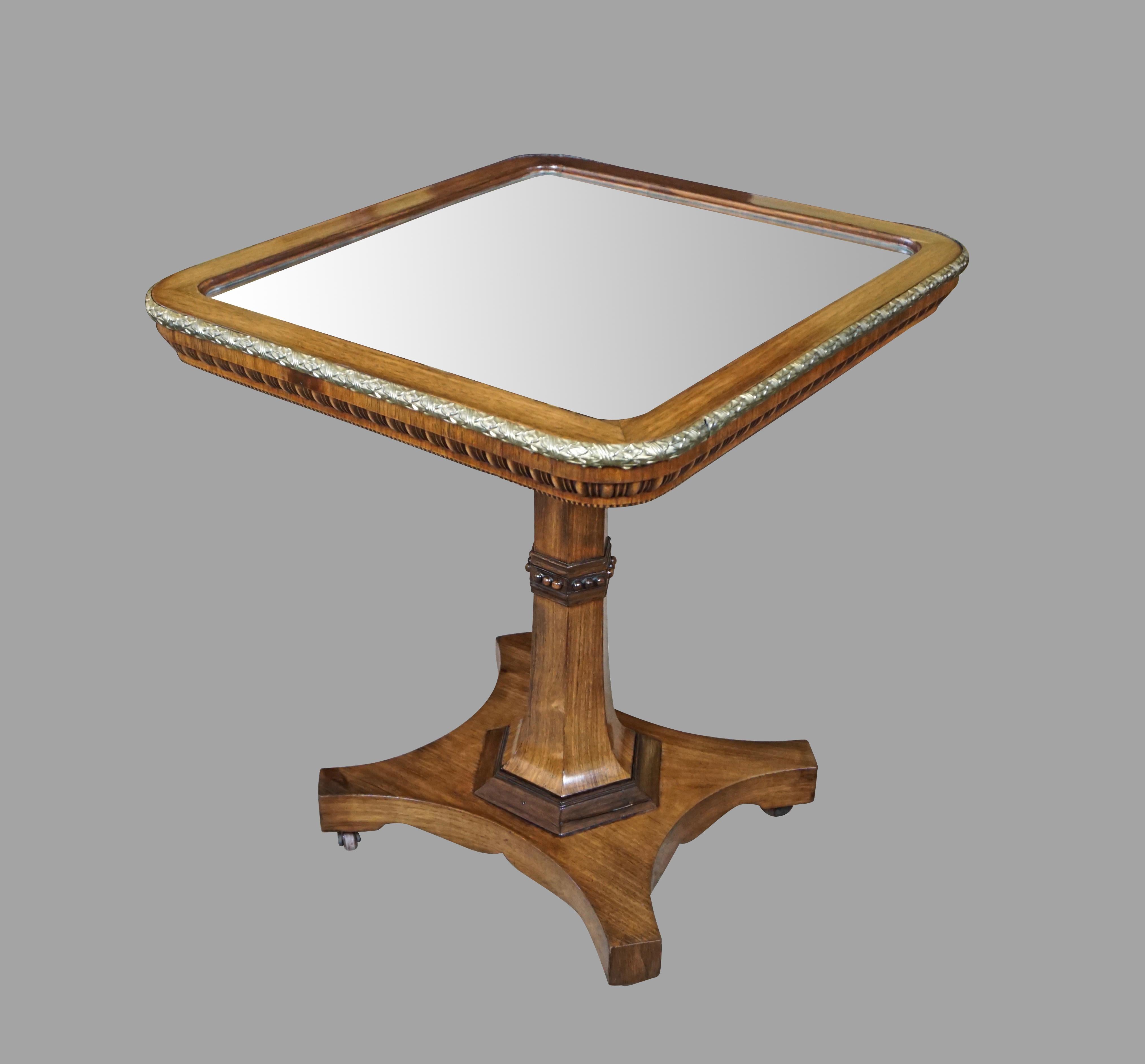 Early 19th Century Regency Gilt Metal Mounted Tilt-Top Mirrored Occasional Table For Sale