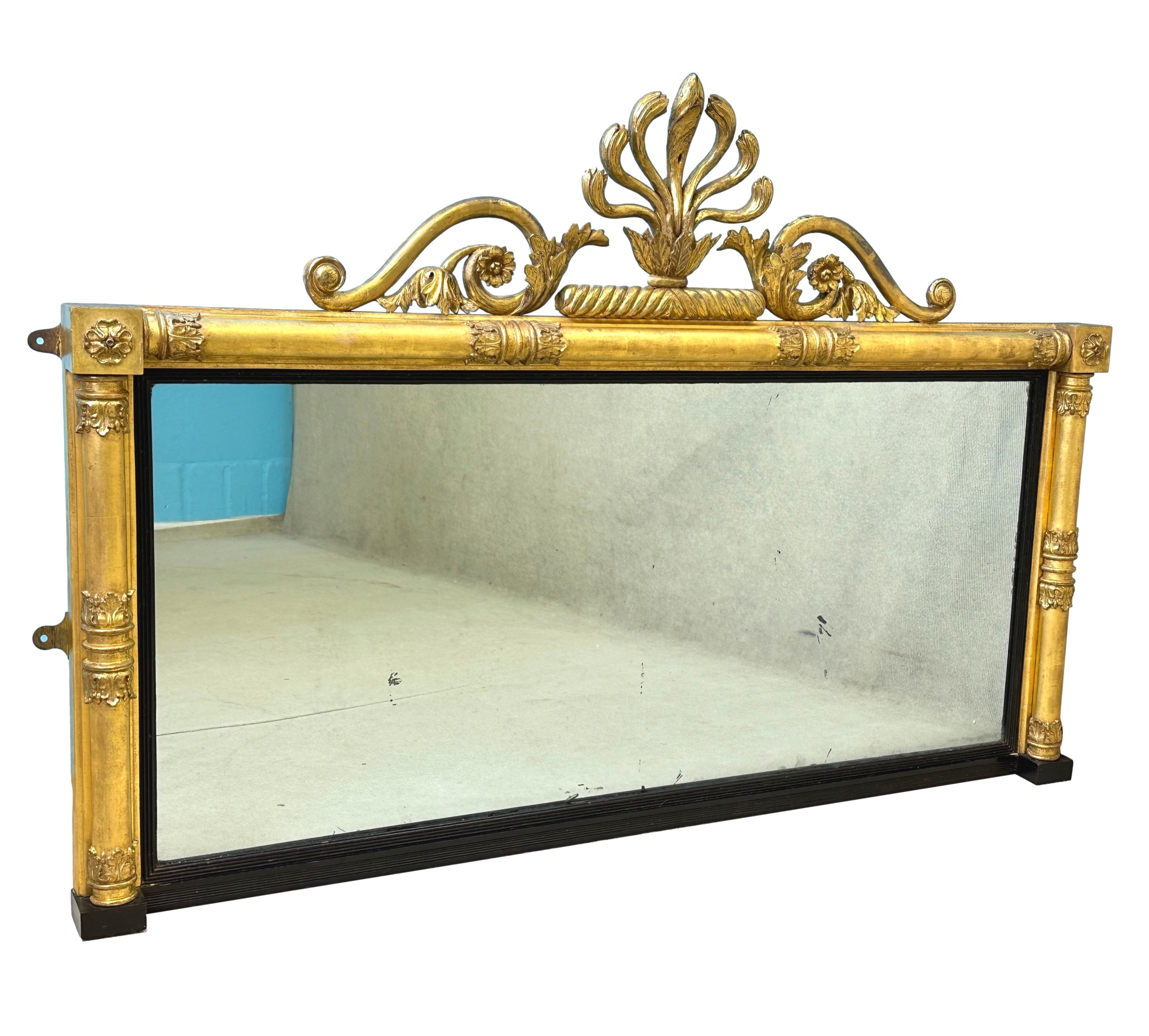 English Regency Gilt Overmantle Mirror For Sale