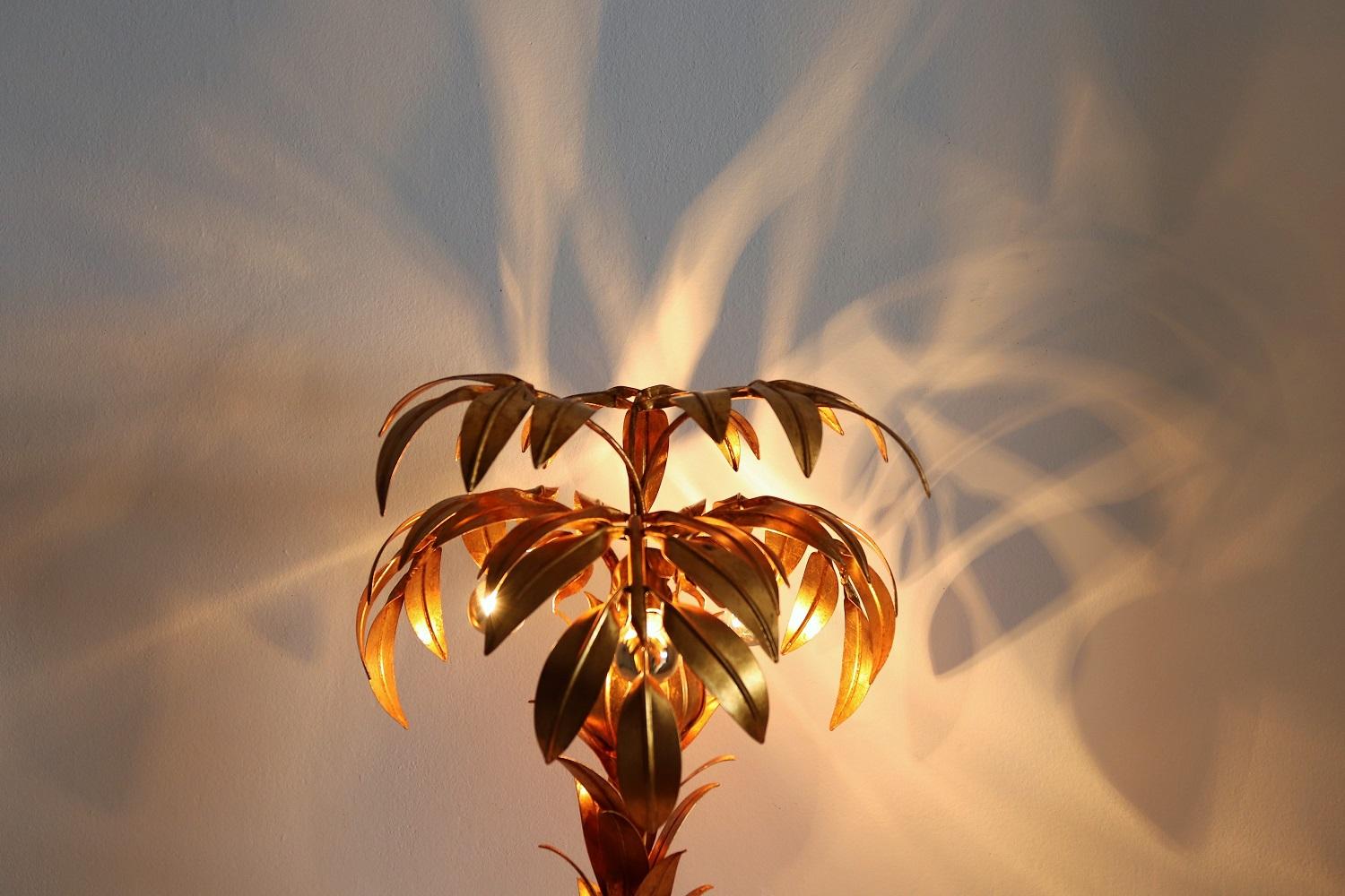 Mid-Century Gilt Palm Tree Table Lamp by Hans Kogl, 1970s 2