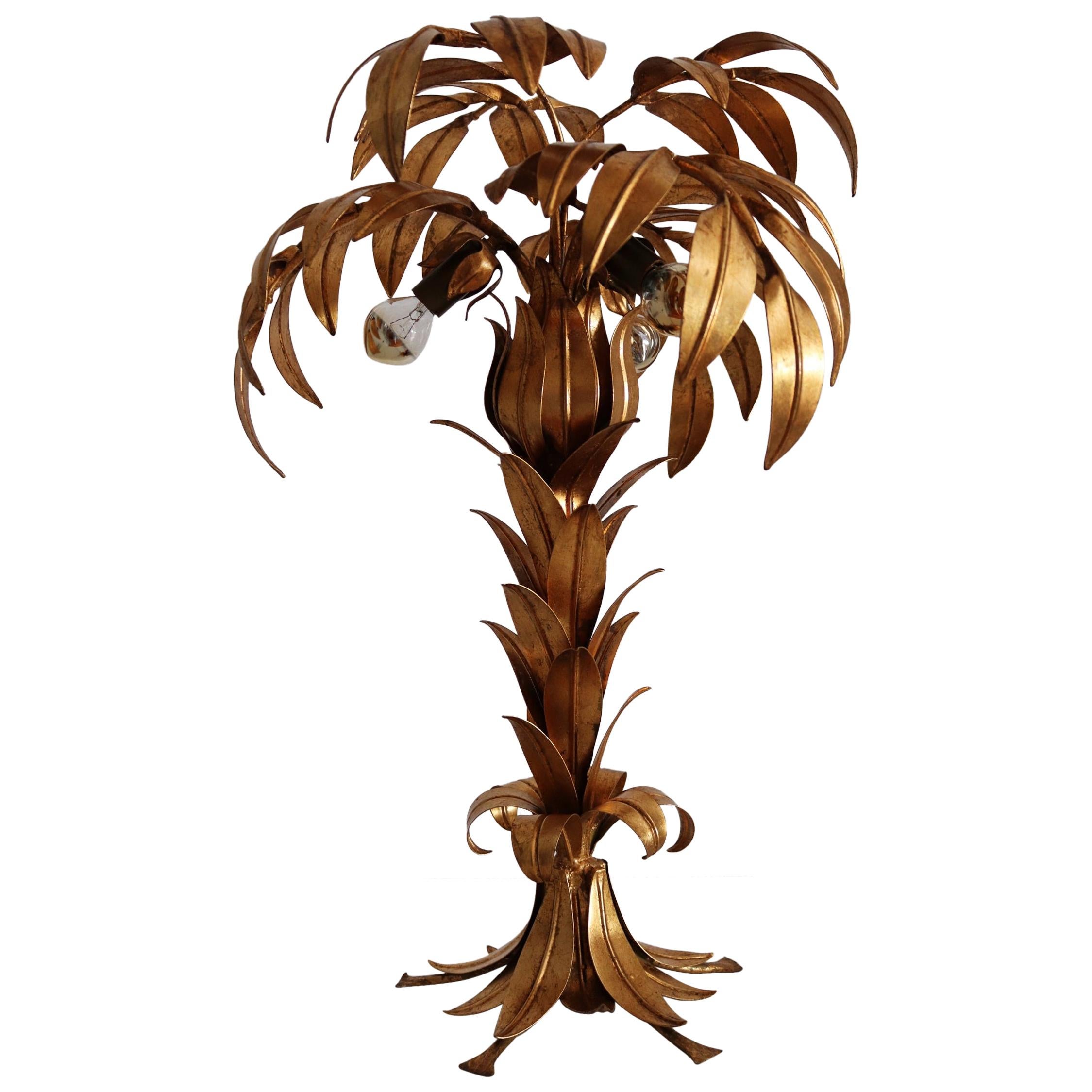 Mid-Century Gilt Palm Tree Table Lamp by Hans Kogl, 1970s