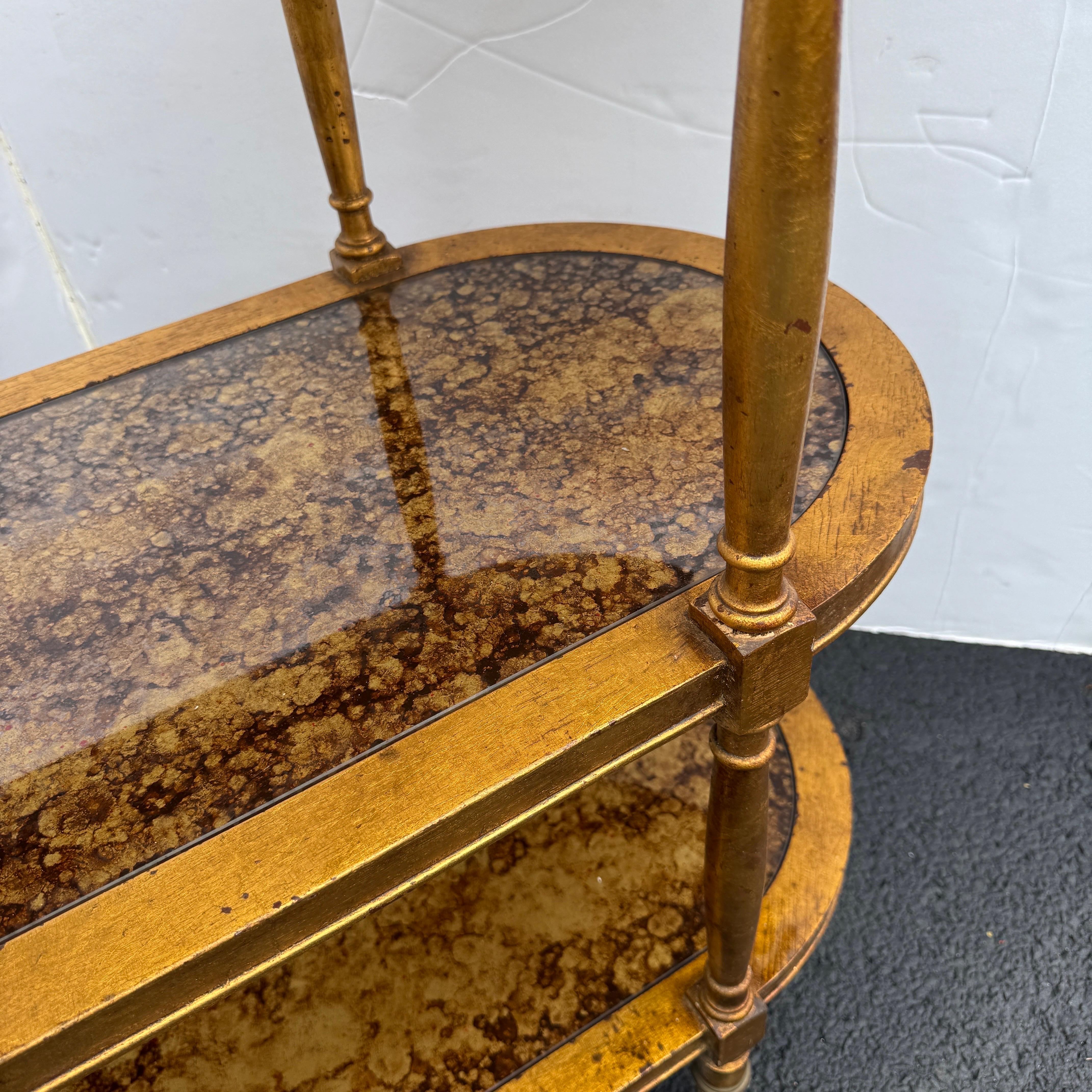 Regency Vergoldetes Holz 3-stöckiger Barwagen, circa 1960er Jahre im Angebot 2