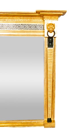 Regency Giltwood And Ebonized Overmantle Mirror