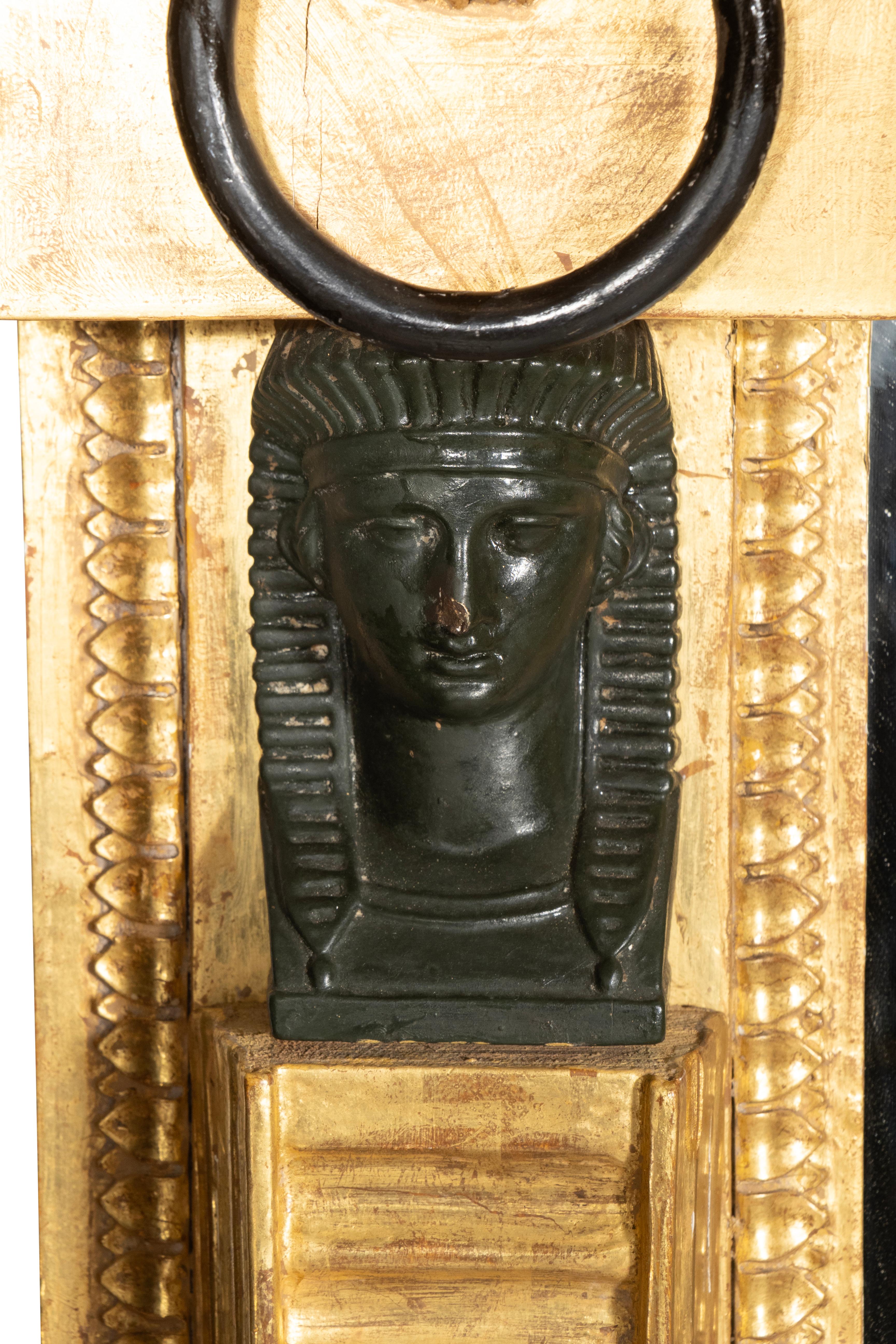 19th Century Regency Giltwood And Ebonized Overmantle Mirror For Sale