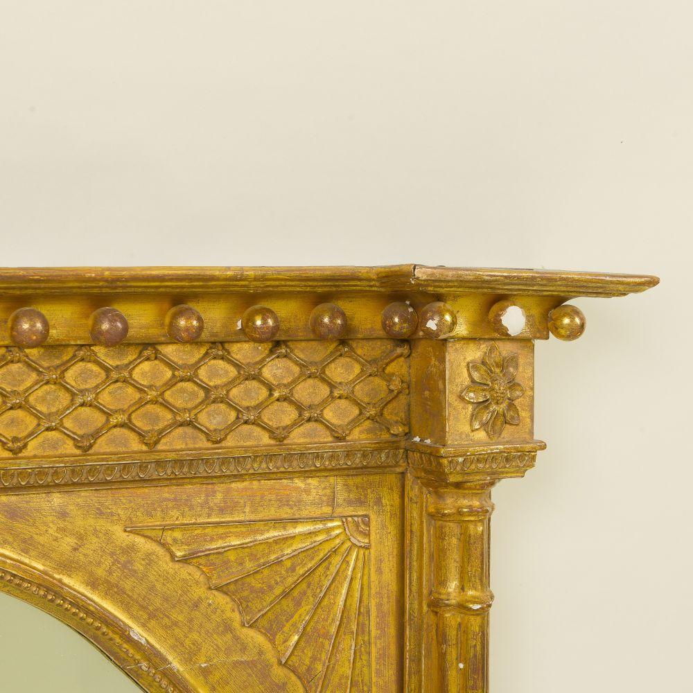 Regency Giltwood and Gesso Overmantel Mirror In Good Condition For Sale In New York, NY