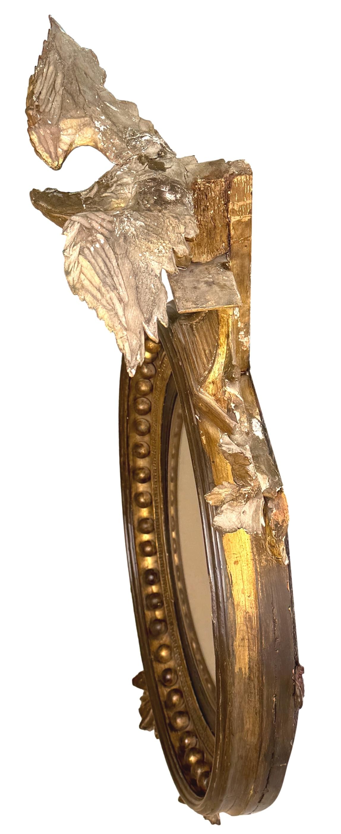 Miroir circulaire convexe en bois doré Regency en vente 4