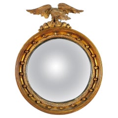 Regency Giltwood Convex Bullseye Mirror with Eagle Crest