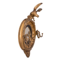 Regency Giltwood Convex Girandole Mirror