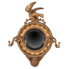 Regency Giltwood Konvexer Girandole-Spiegel