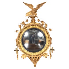 Regency Giltwood Convex Girandole Mirror