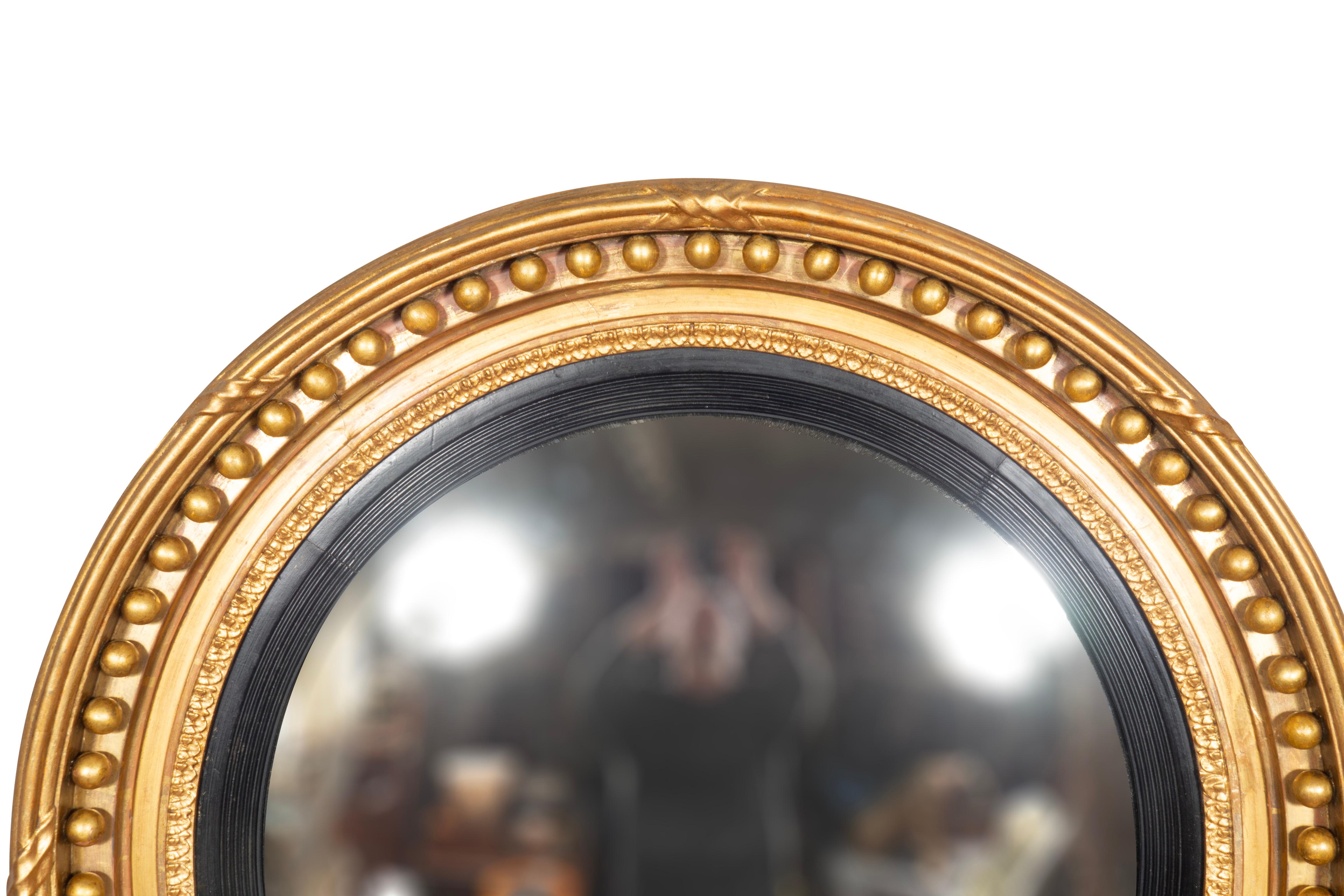 English Regency Giltwood Convex Mirror For Sale