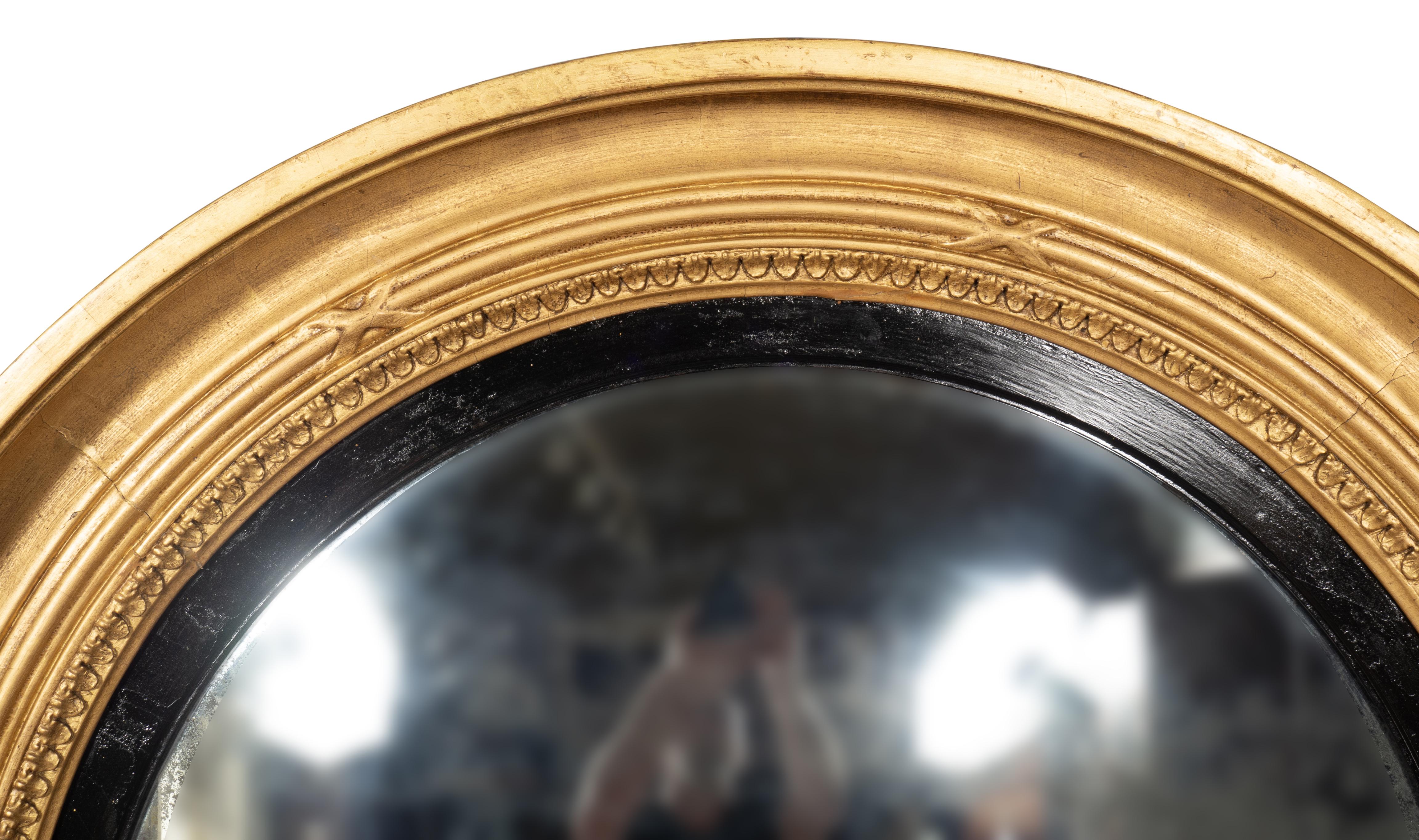 English Regency Giltwood Convex Mirror