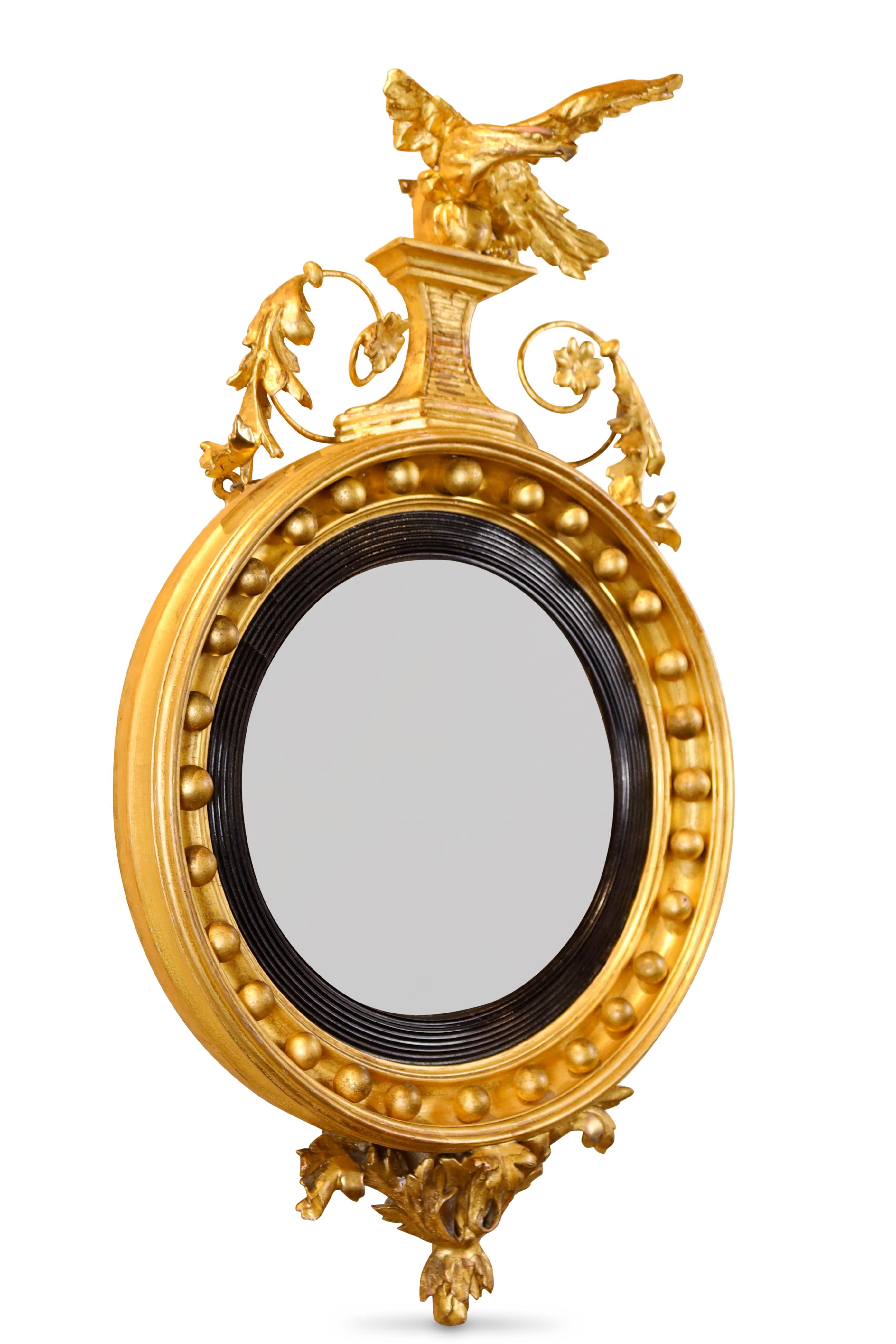 Konvexer Regency-Spiegel aus vergoldetem Holz (Englisch) im Angebot