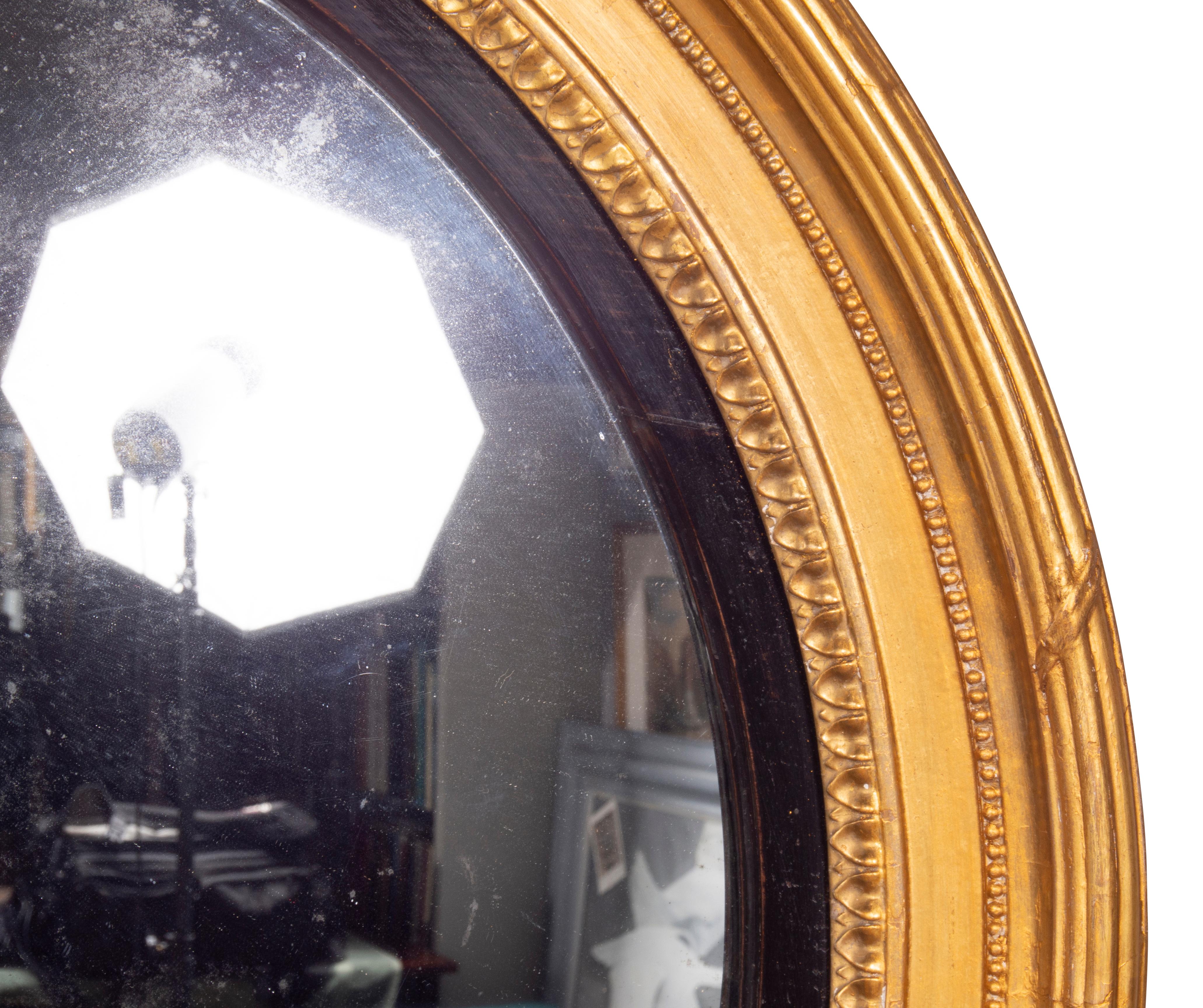 Regency Giltwood Convex Mirror In Good Condition In Essex, MA