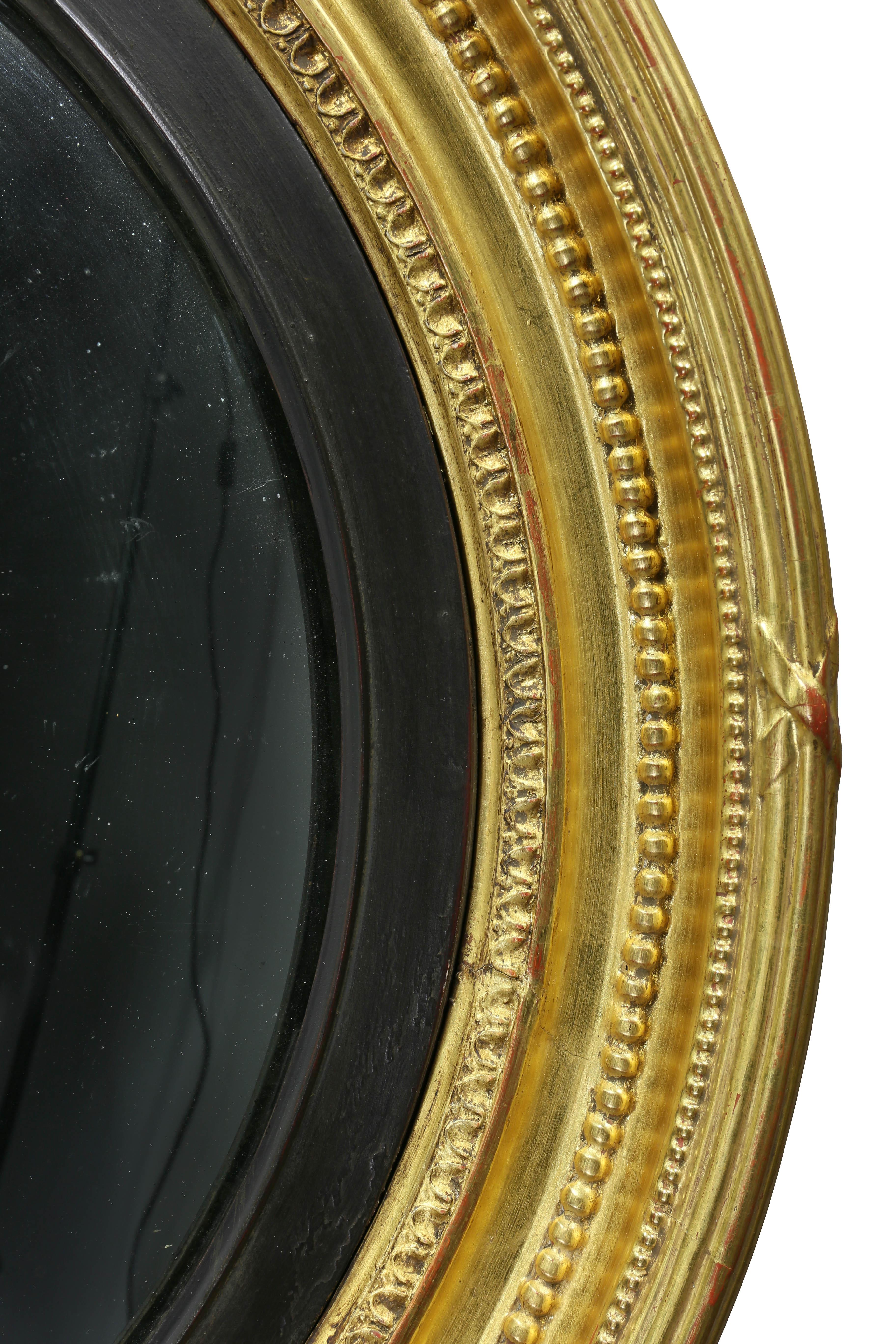 19th Century Regency Giltwood Convex Mirror