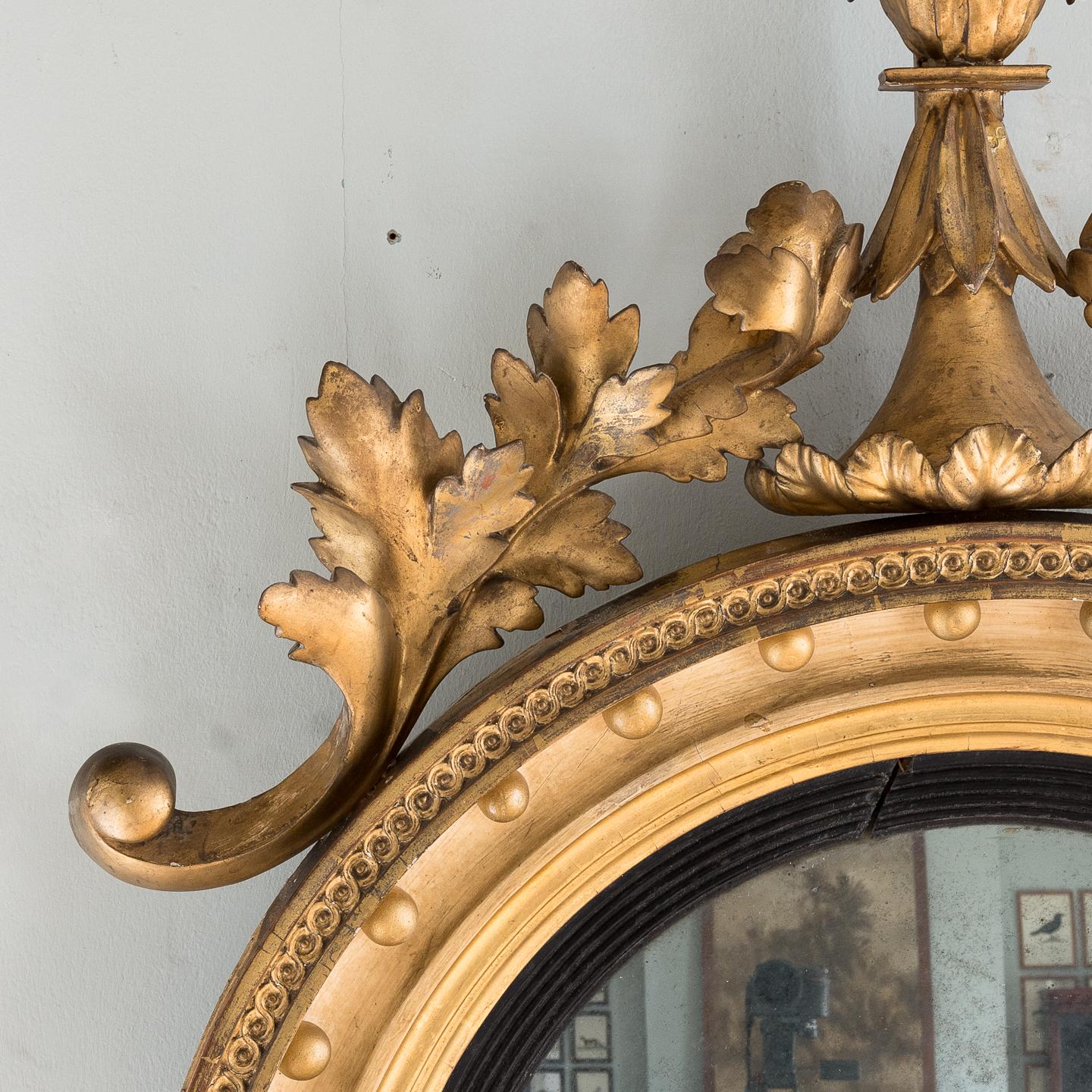 Konvexer Regency-Spiegel aus vergoldetem Holz im Angebot 1