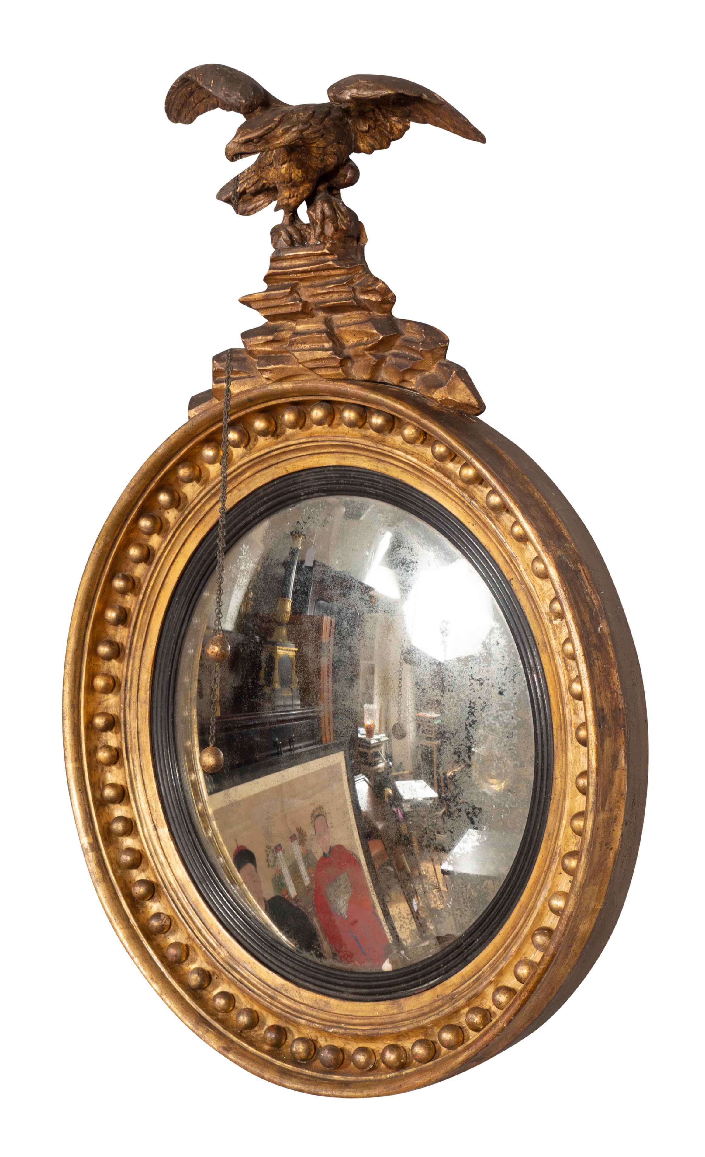 Regency Giltwood Convex Mirror For Sale 2