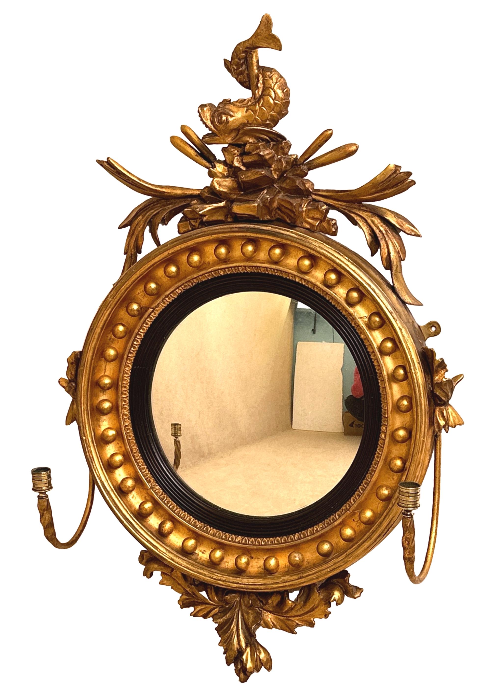 Regency Giltwood Convex Mirror For Sale 3