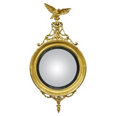 Specchio convesso in legno d'orato Regency